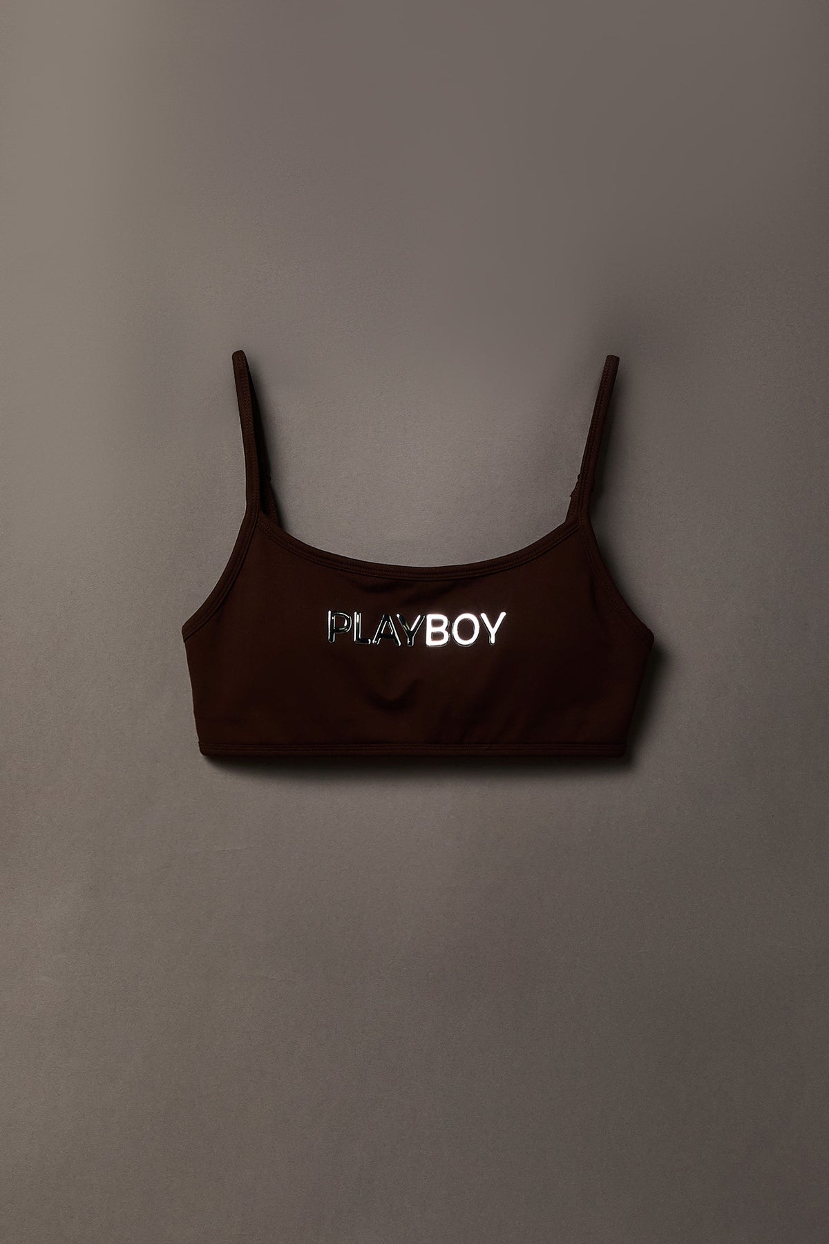 Playboy Chrome Detail Sports Bra - Brown