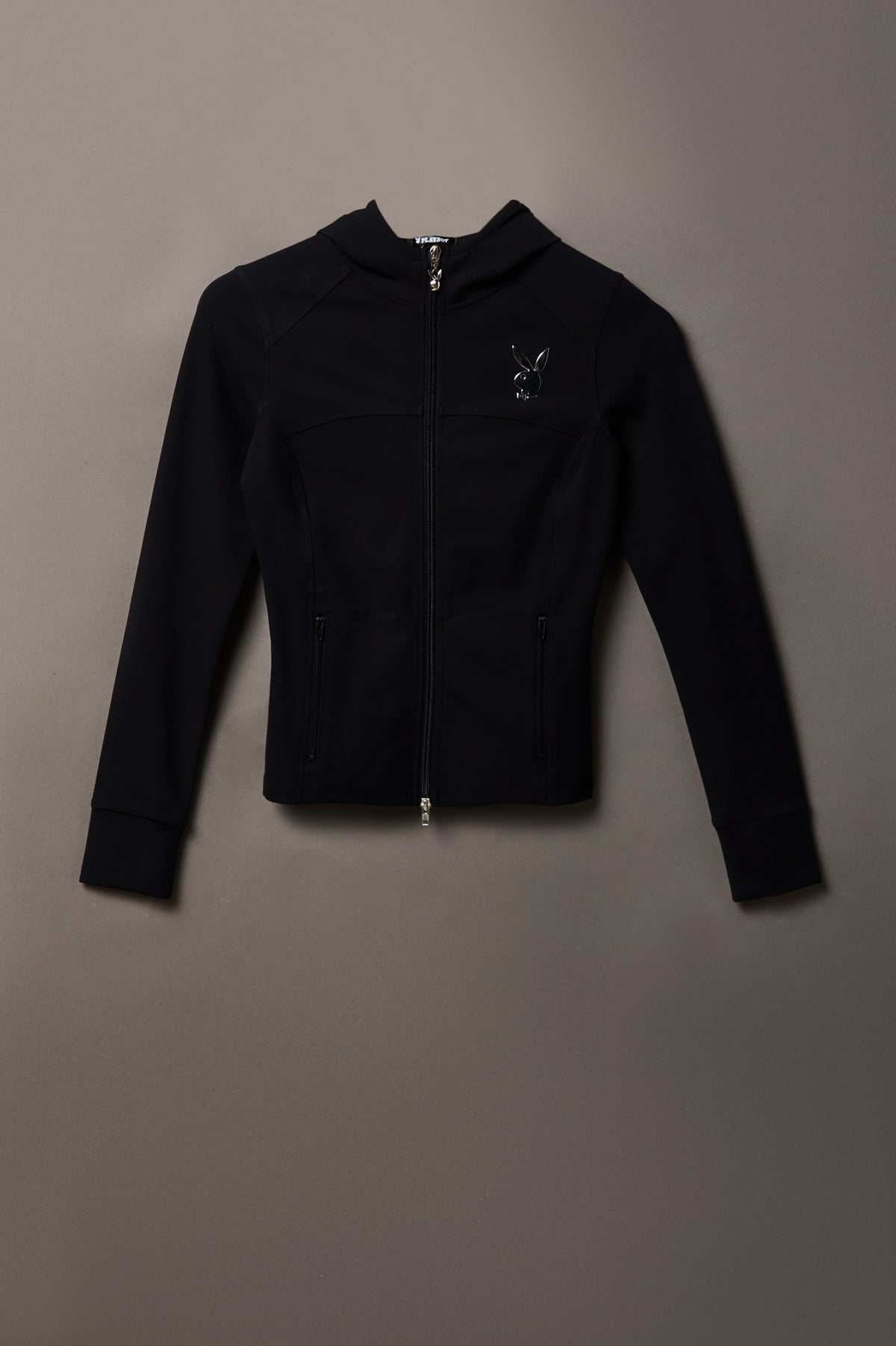 Playboy Chrome Detail Zip Hooded Jacket - Black
