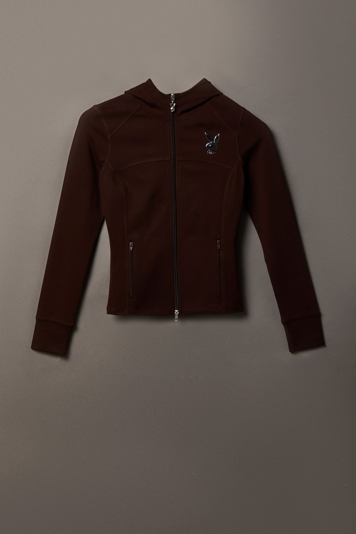Playboy Chrome Detail Zip Hooded Jacket - Brown