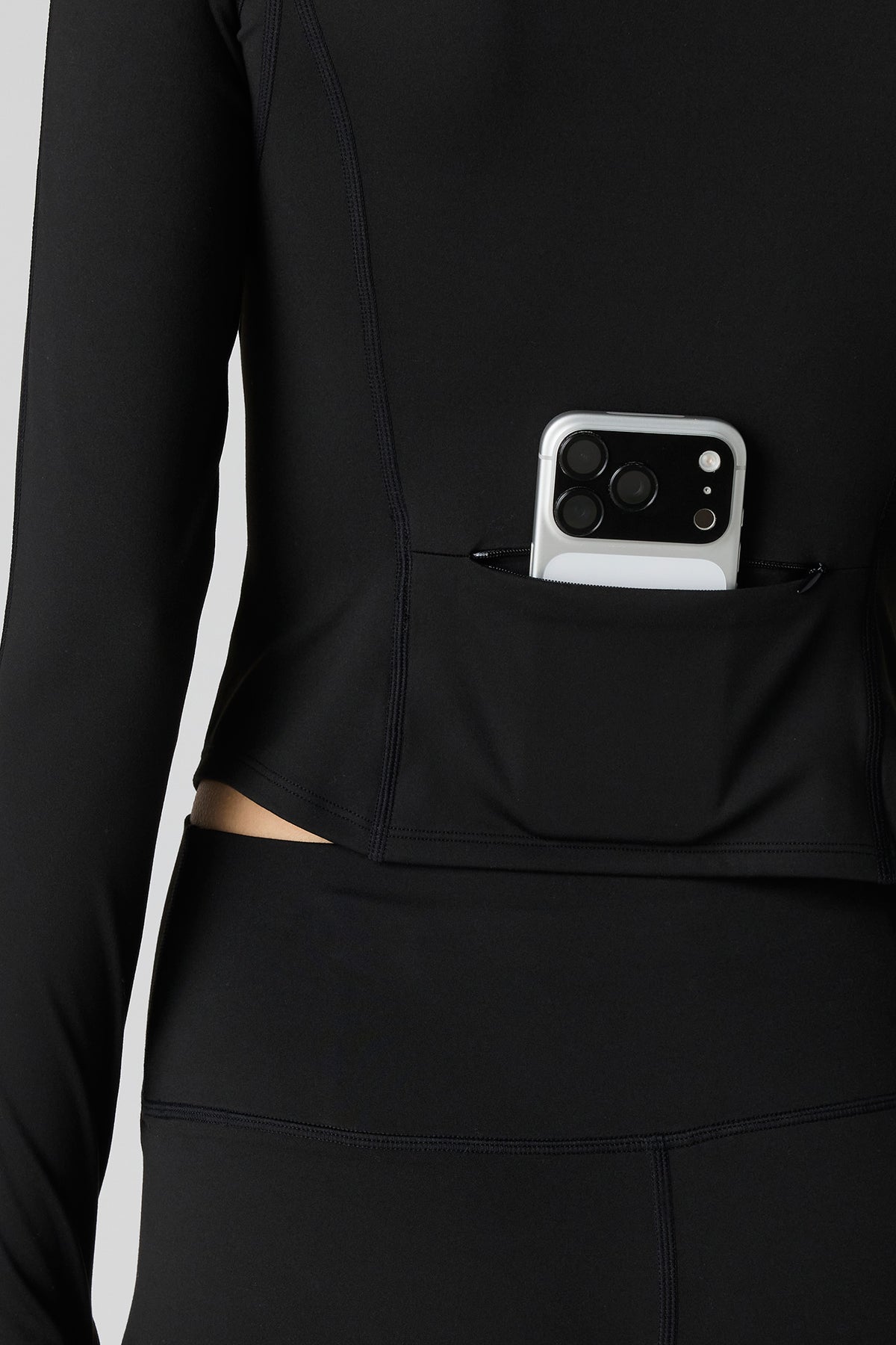 Alt View 4. Active High Density Zip-Up Jacket - Black