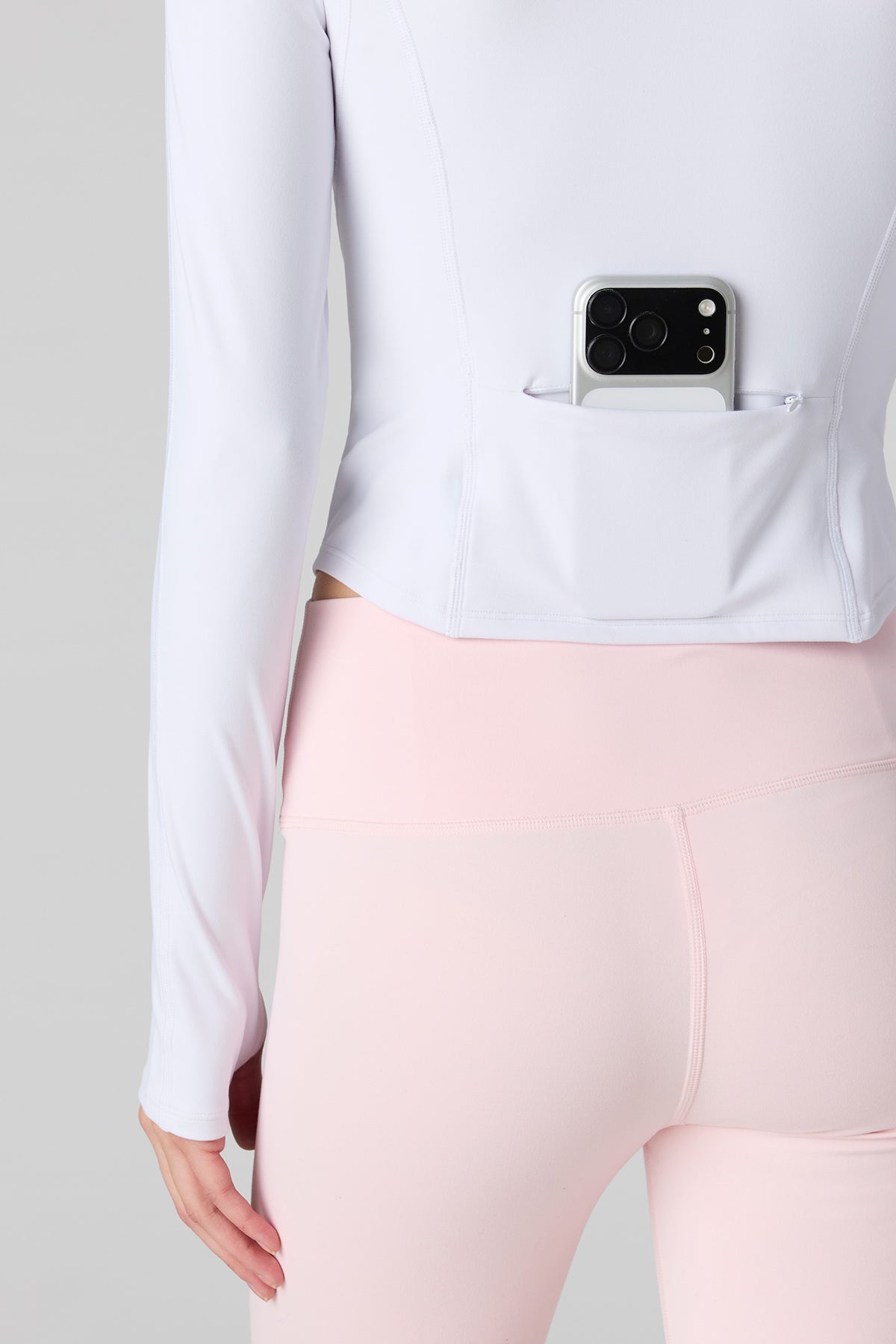 Alt View 4. Active High Density Zip-Up Jacket - White