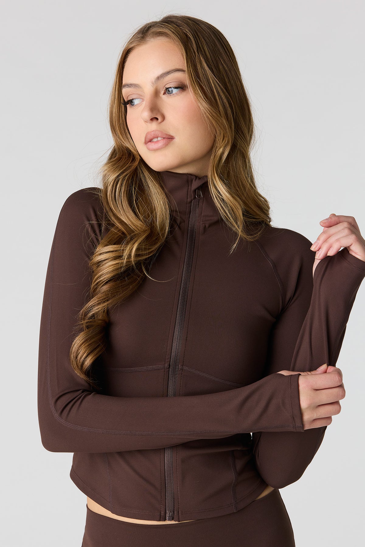 Active High Density Zip-Up Jacket - Brown