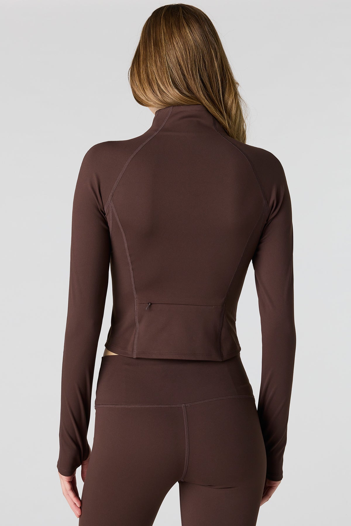 Alt View 2. Active High Density Zip-Up Jacket - Brown