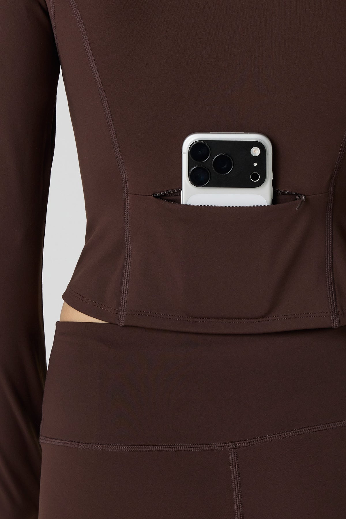 Alt View 4. Active High Density Zip-Up Jacket - Brown