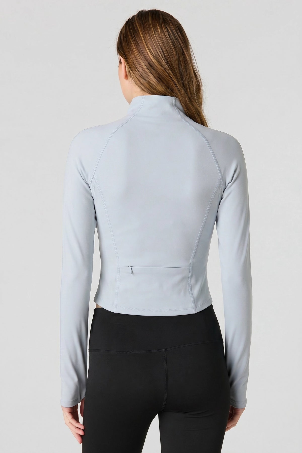 Alt View 2. Active High Density Zip-Up Jacket - Baby Blue