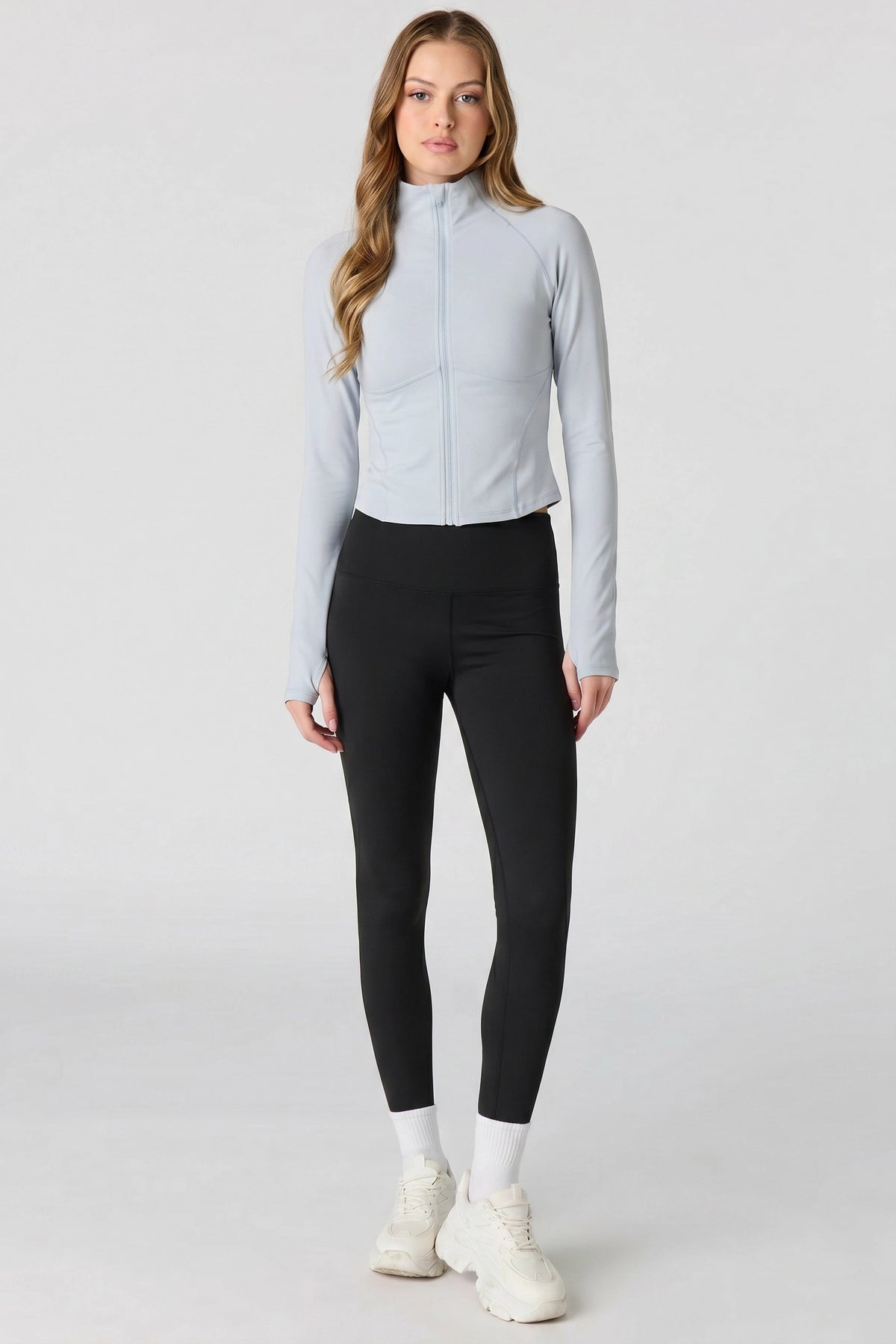 Alt View 3. Active High Density Zip-Up Jacket - Baby Blue
