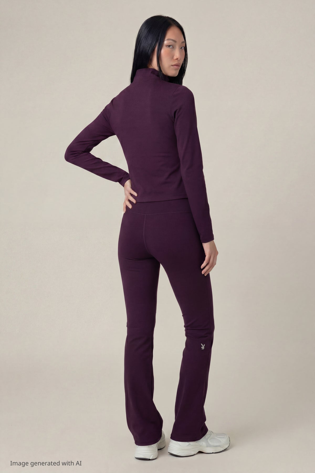 Alt View 2. Playboy Active Flare Legging - Purple