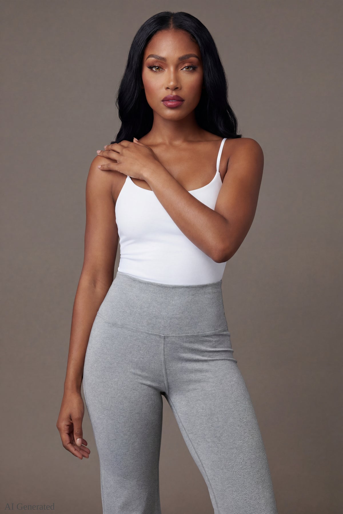 Playboy Active Flare Pant - Heather Grey - Hero On-Model - Heather Grey
