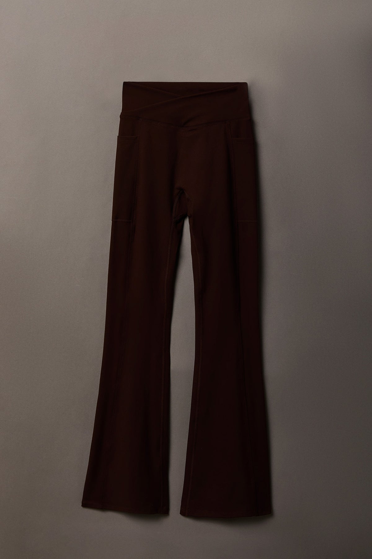 Alt View 2. Playboy Chrome Detail Crossover Waist Flare Legging - Brown
