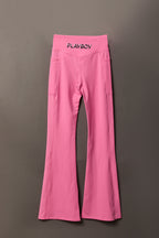 Playboy Chrome Detail Crossover Waist Flare Legging