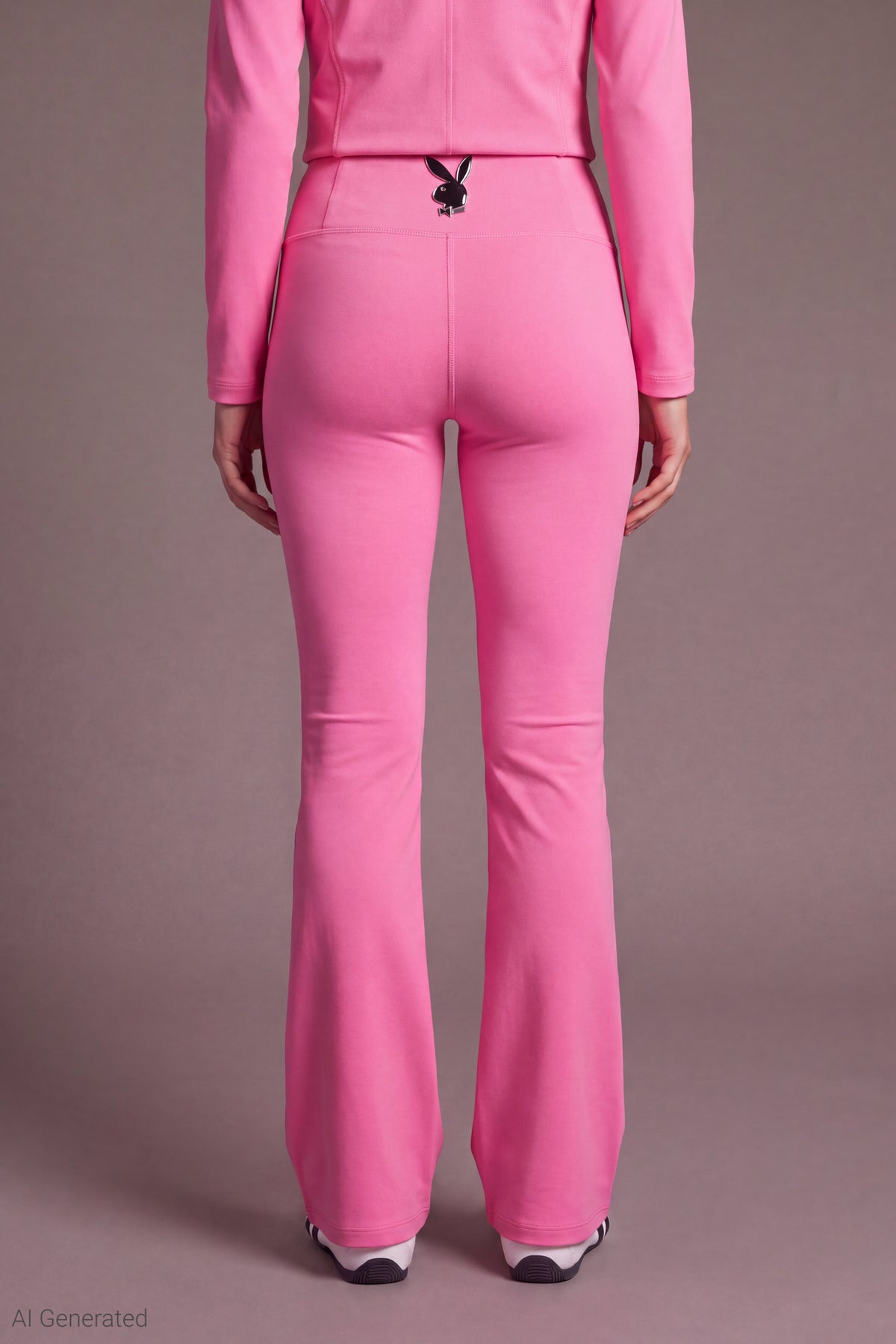 Alt View 3. Playboy Chrome Detail Flare Legging - Pink