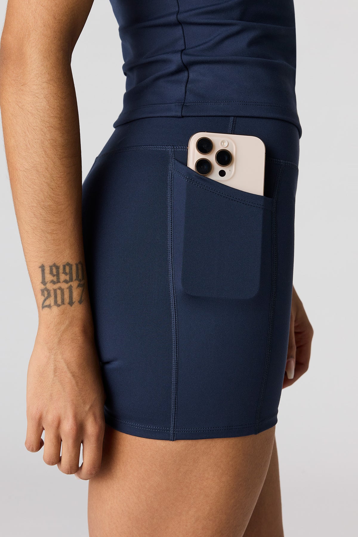 Alt View 4. Active High Density Short 4" - Navy