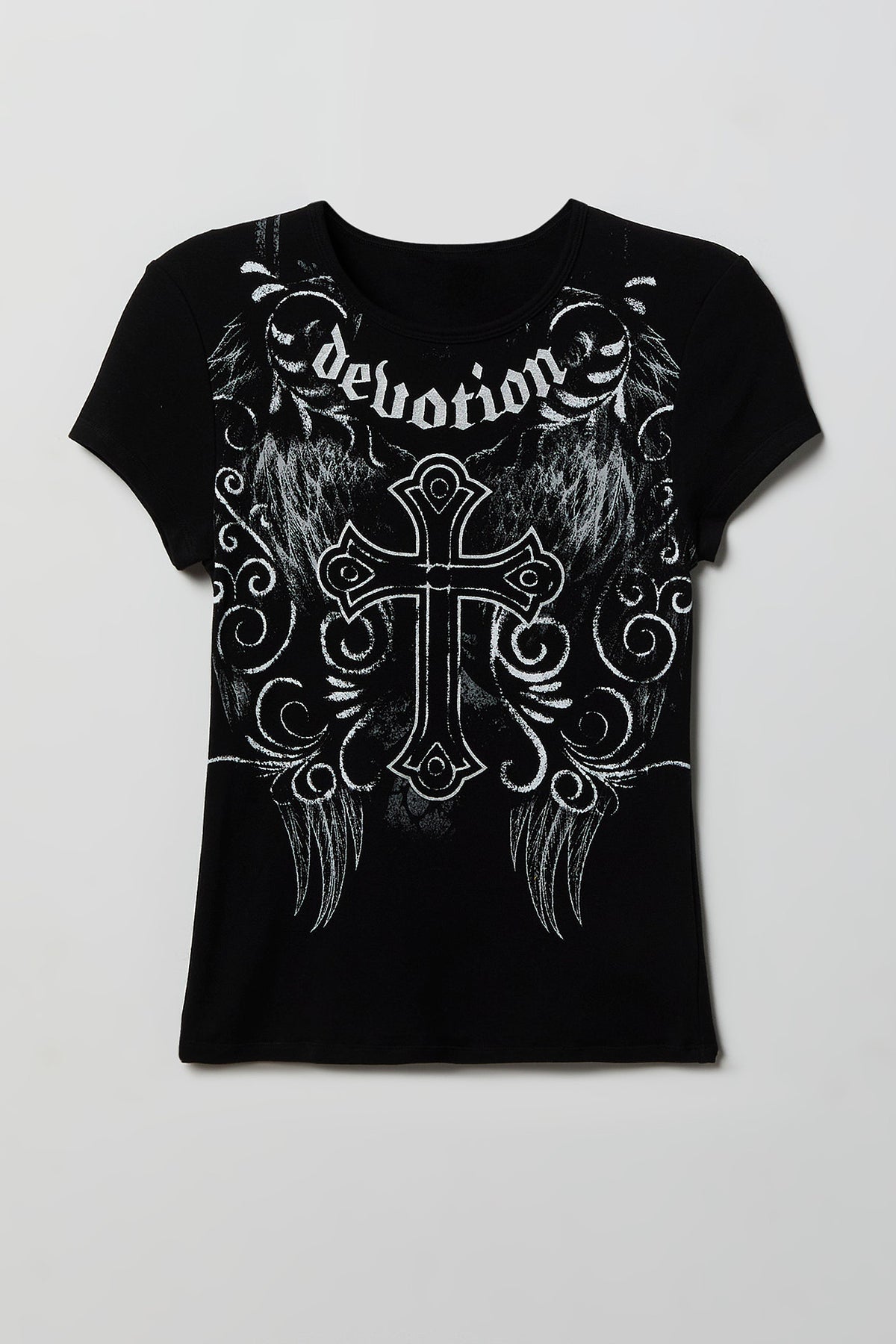 Rhinestone Fitted T-Shirt - Black