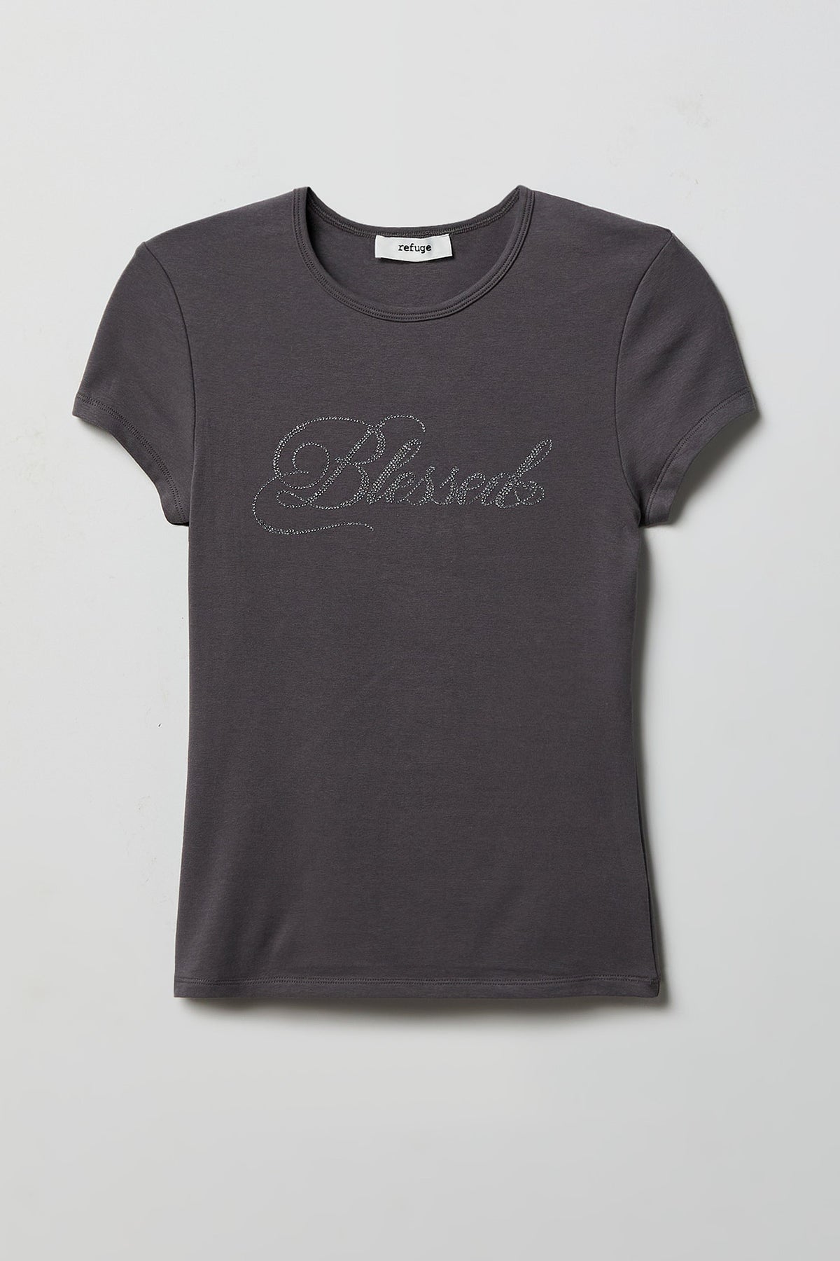 Rhinestone Fitted T-Shirt - Dark Grey