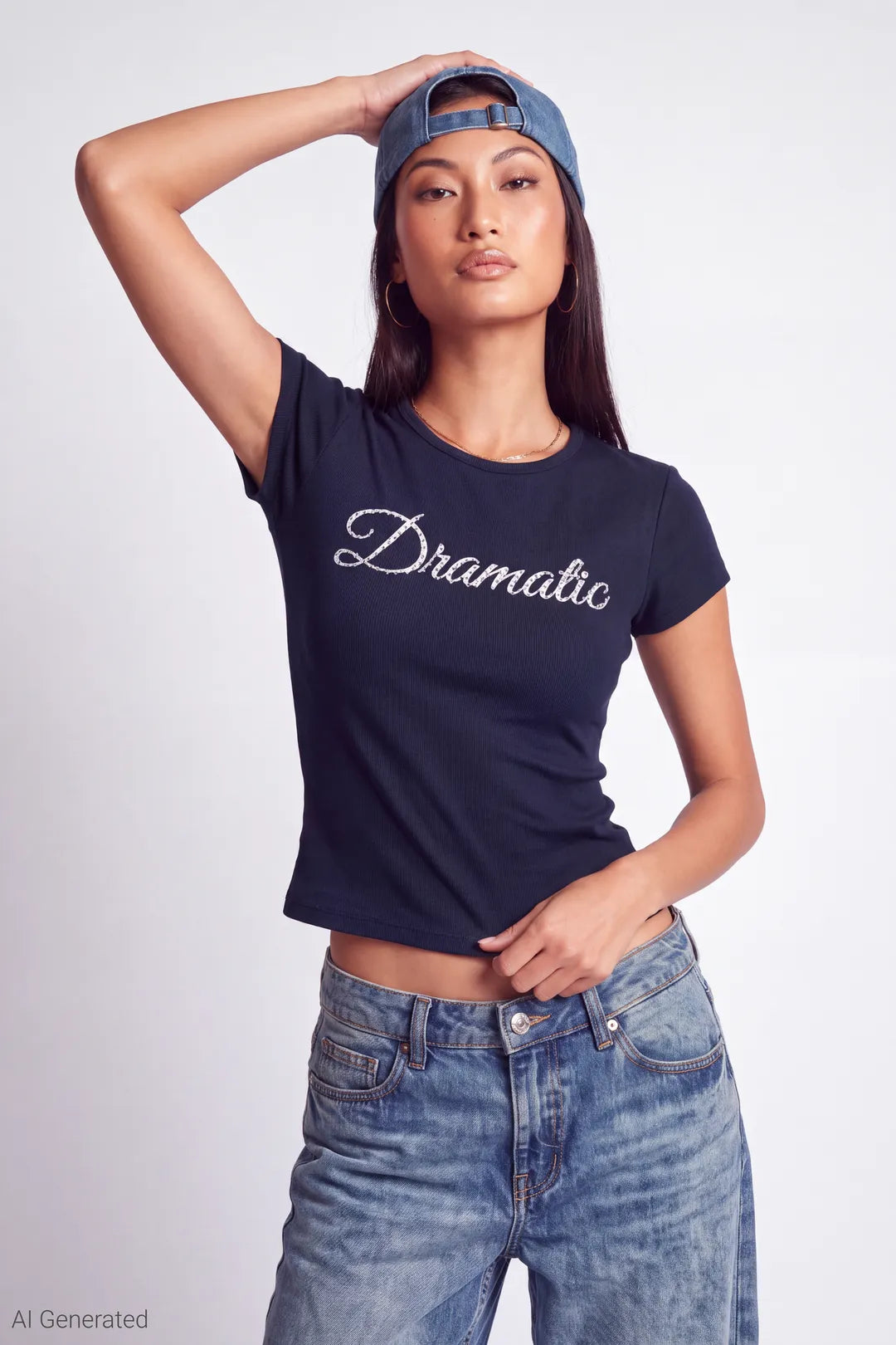 Graphic Fitted T-Shirt - Navy
