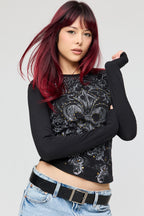 Graphic Fitted Long Sleeve Top