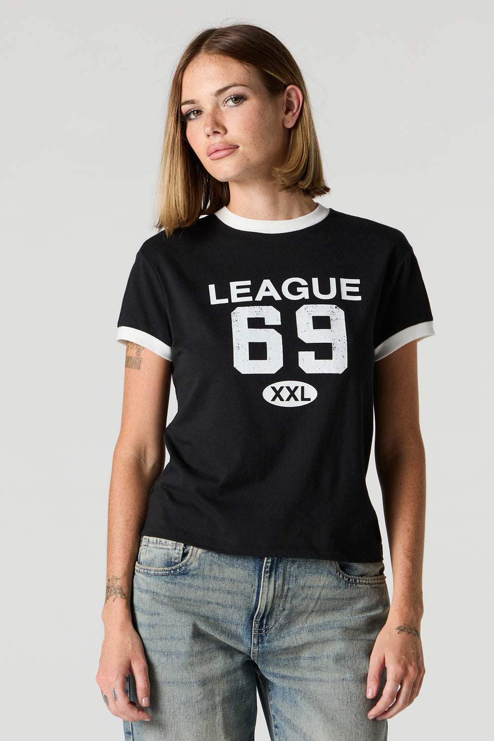 League 69 Graphic Sporty Ringer T-Shirt League 69 Graphic Sporty Ringer T-Shirt 1