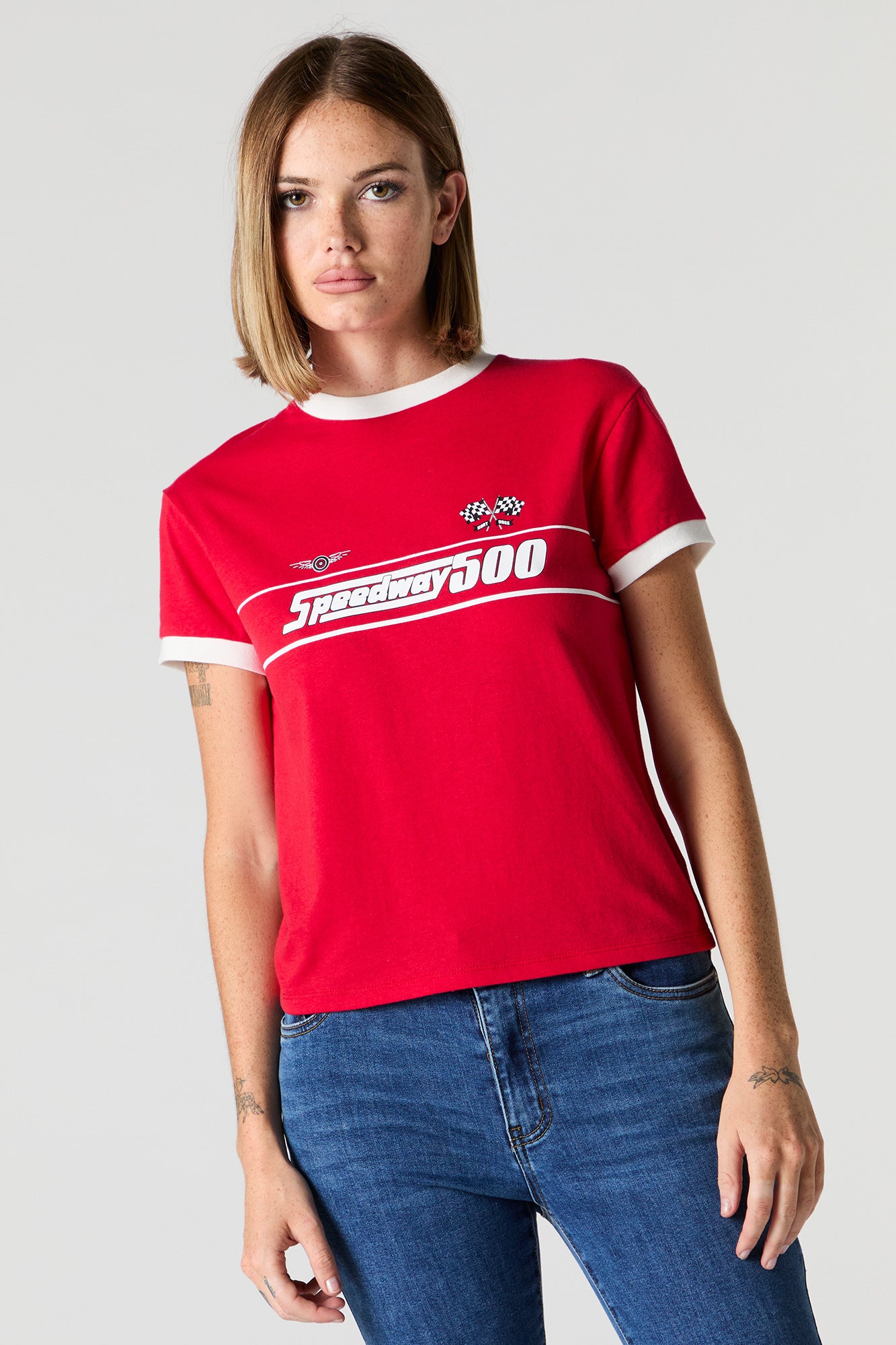 Speedway 500 Graphic Sporty Ringer T-Shirt