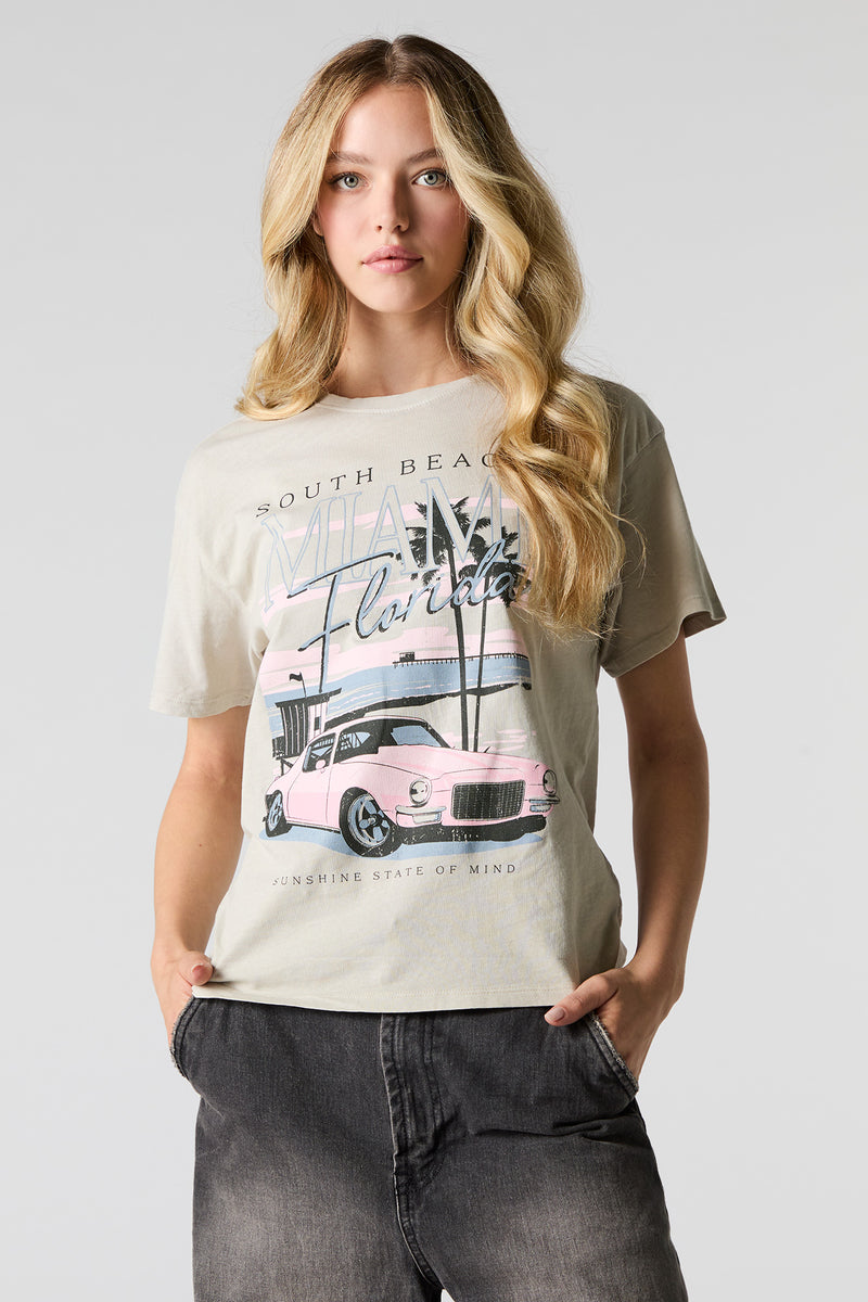 South Beach Miami Graphic Boyfriend T-Shirt