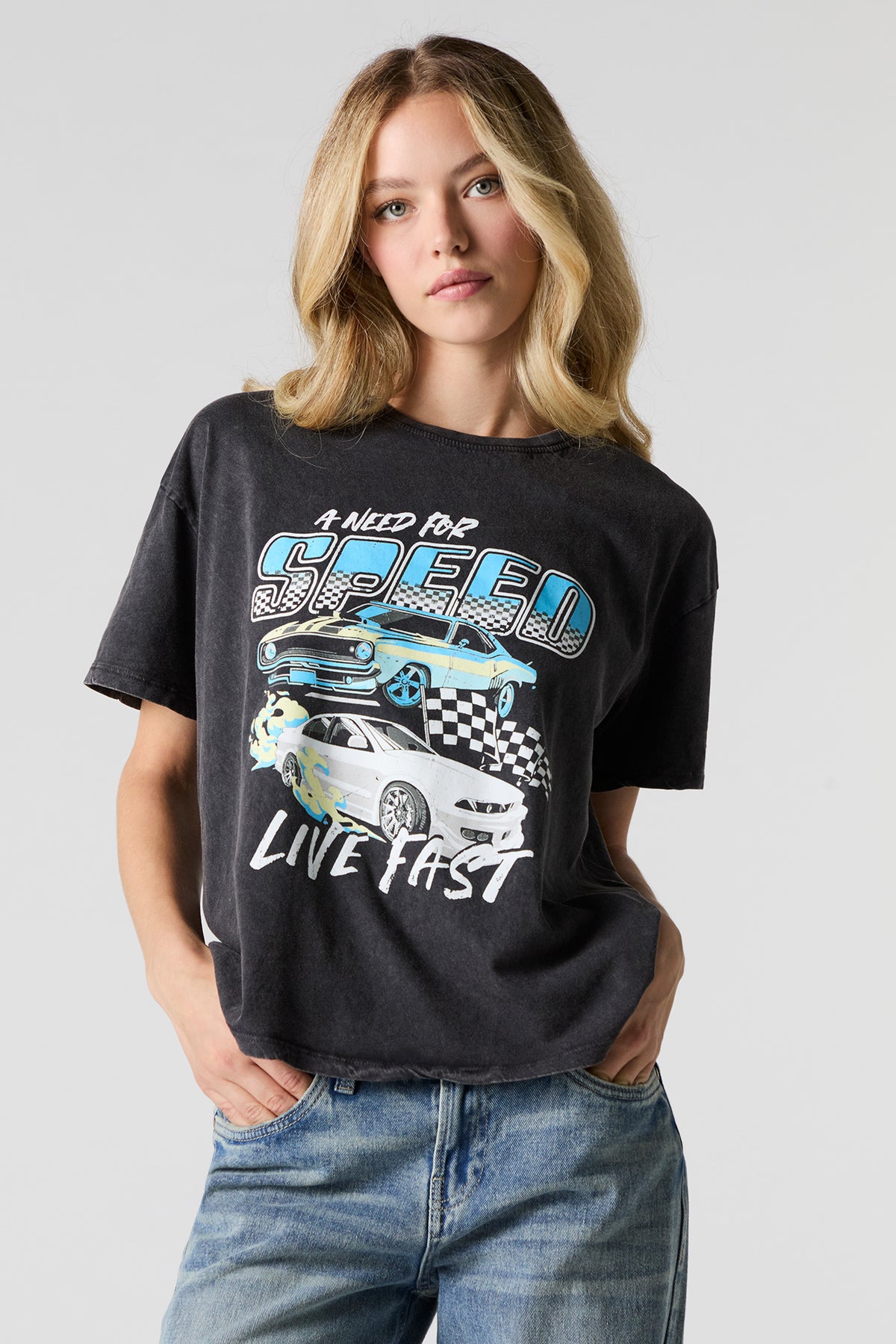 Need for Speed Graphic Washed Boyfriend T-Shirt