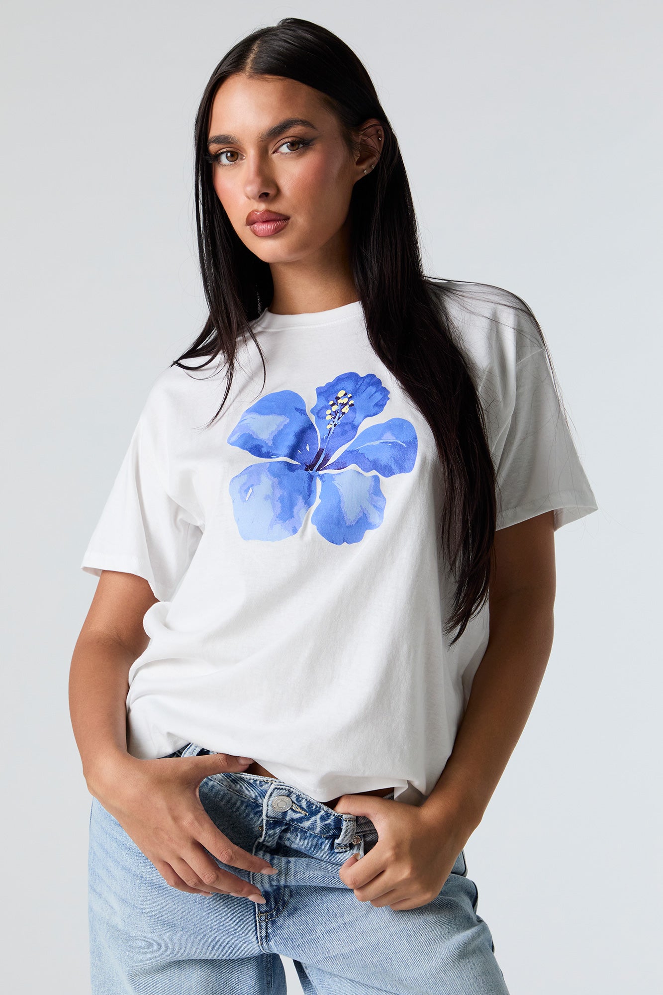 Hibiscus Graphic Boyfriend T-Shirt