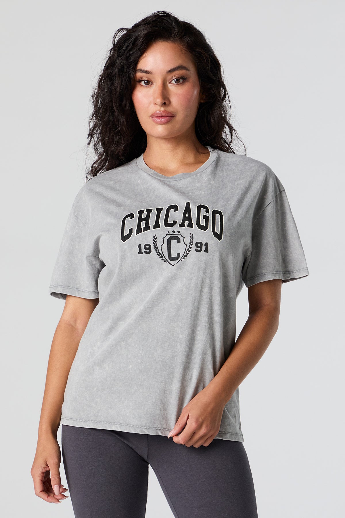 Chicago Graphic Washed Boyfriend T-Shirt