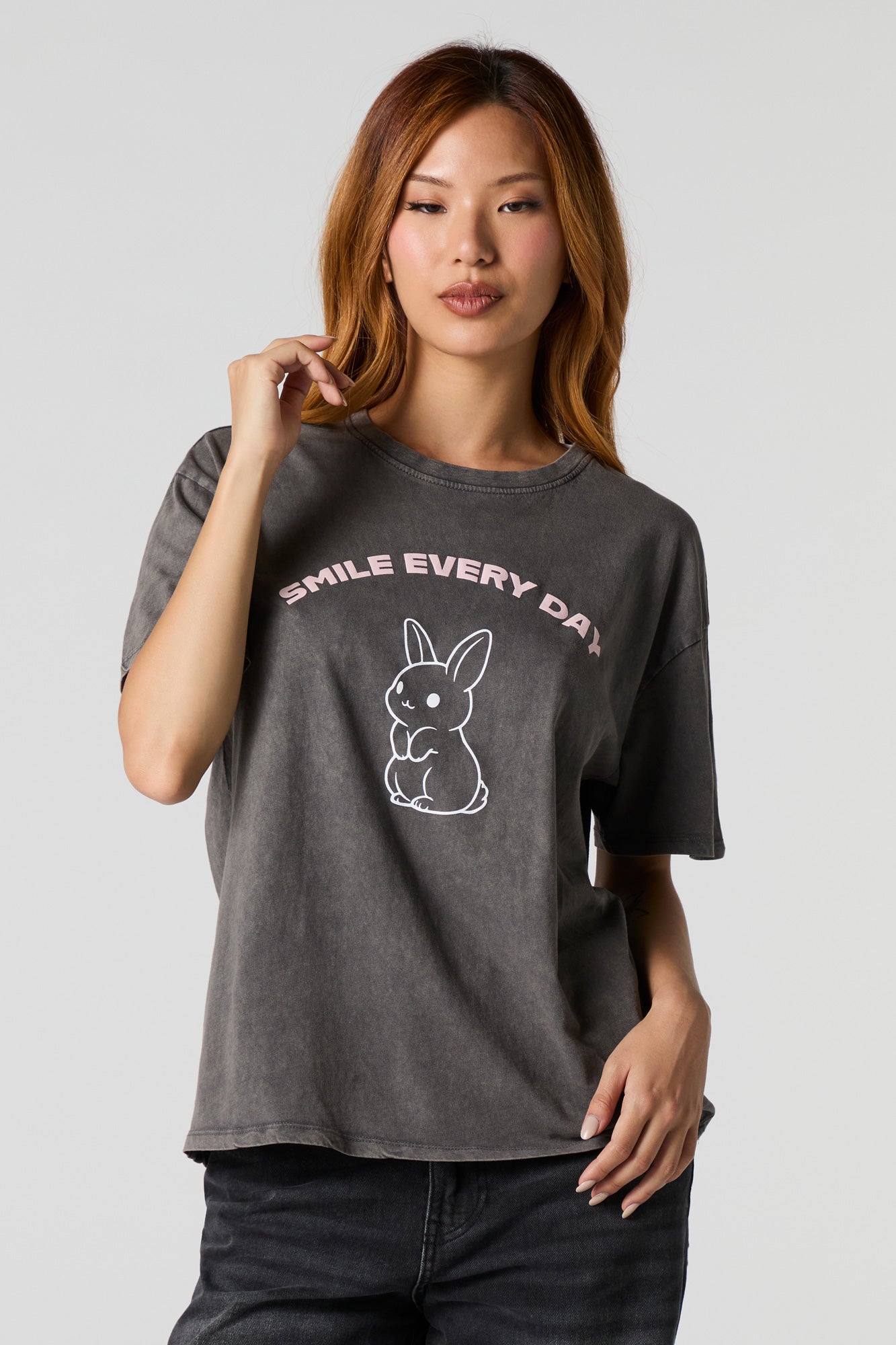 Smile Every Day Washed Boyfriend T-Shirt