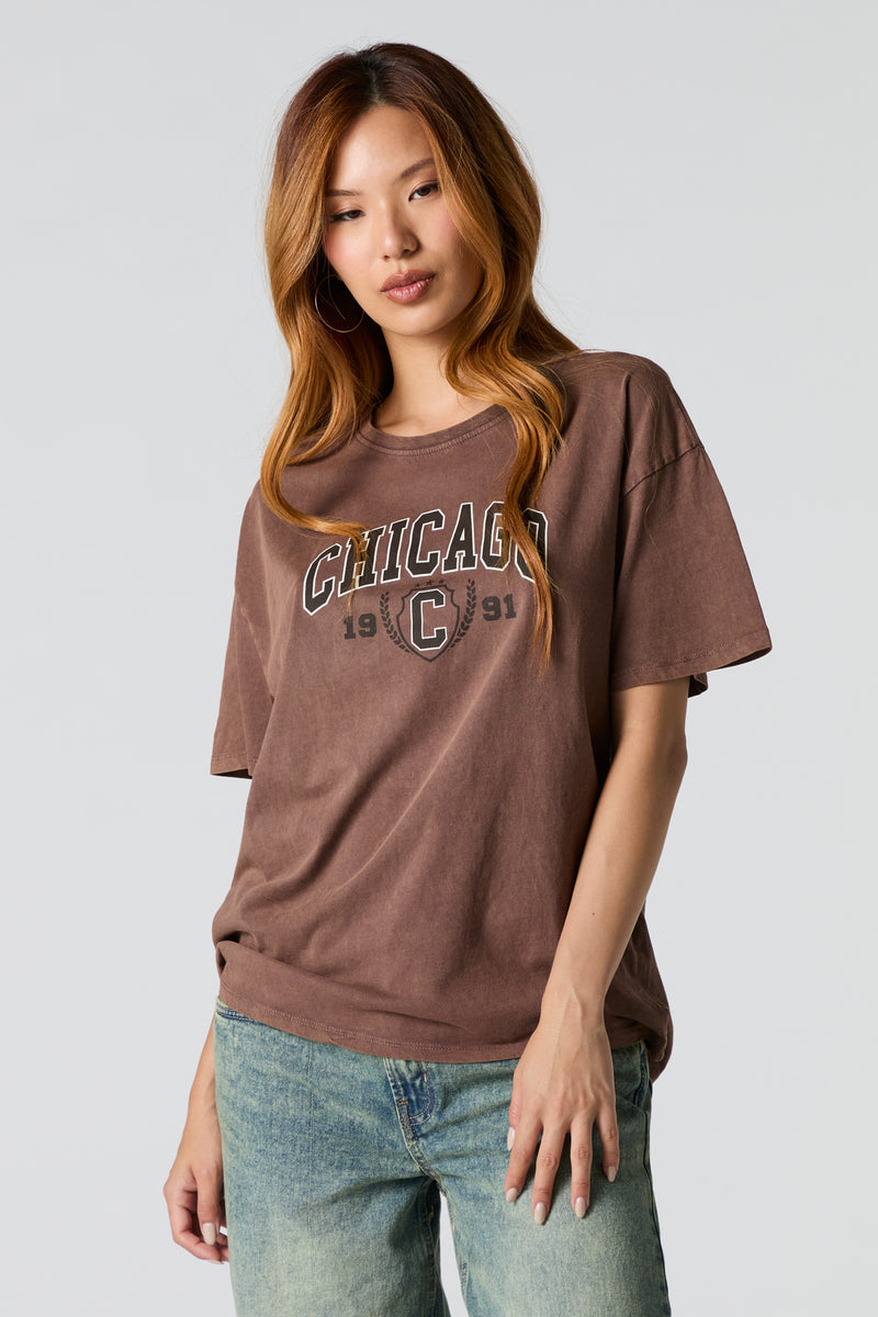 Chicago 1991 Graphic Washed Boyfriend T-Shirt