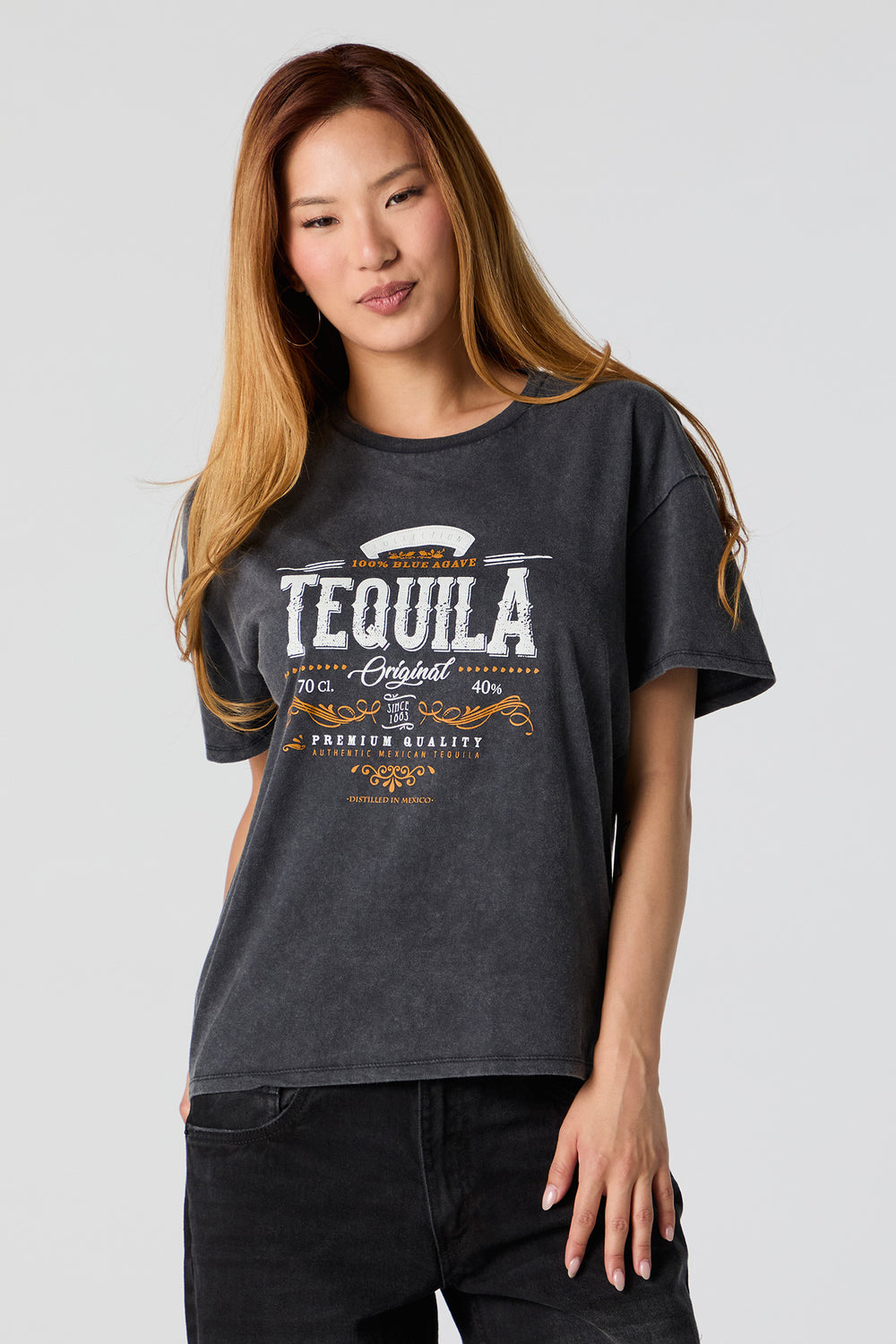 Tequila Graphic Washed Boyfriend T-Shirt Tequila Graphic Washed Boyfriend T-Shirt 1