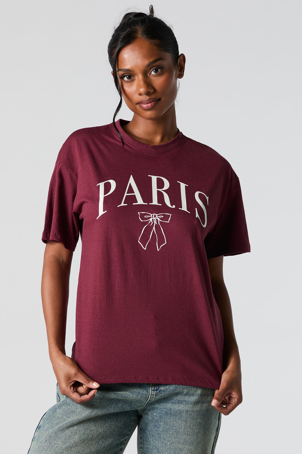 Paris Bow Graphic Boyfriend T-Shirt Paris Bow Graphic Boyfriend T-Shirt 1