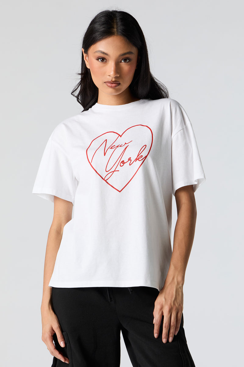 New York Heart Graphic Boyfriend T-Shirt