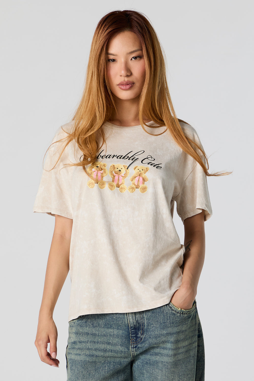 Unbearably Cute Graphic Washed Boyfriend T-Shirt Unbearably Cute Graphic Washed Boyfriend T-Shirt 1