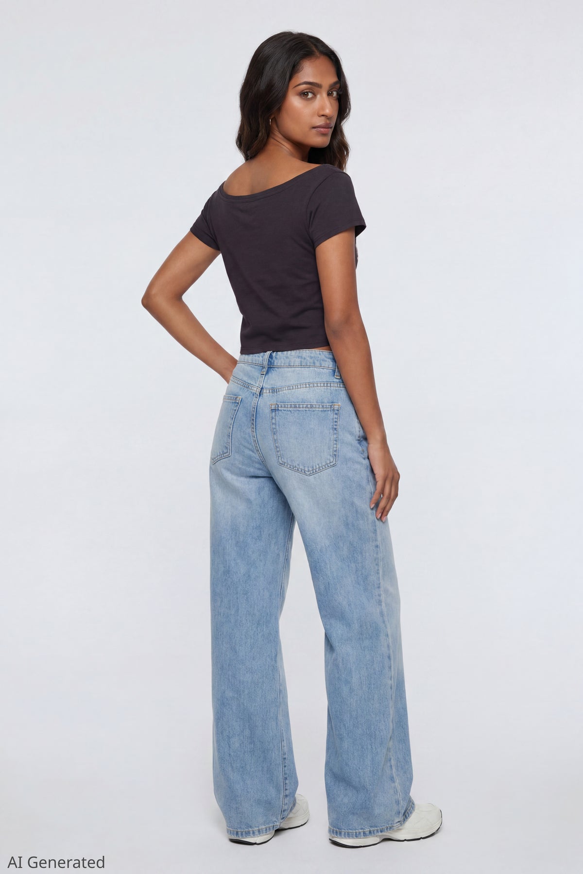 Alt View 3. Off Shoulder Graphic T-Shirt - Brown