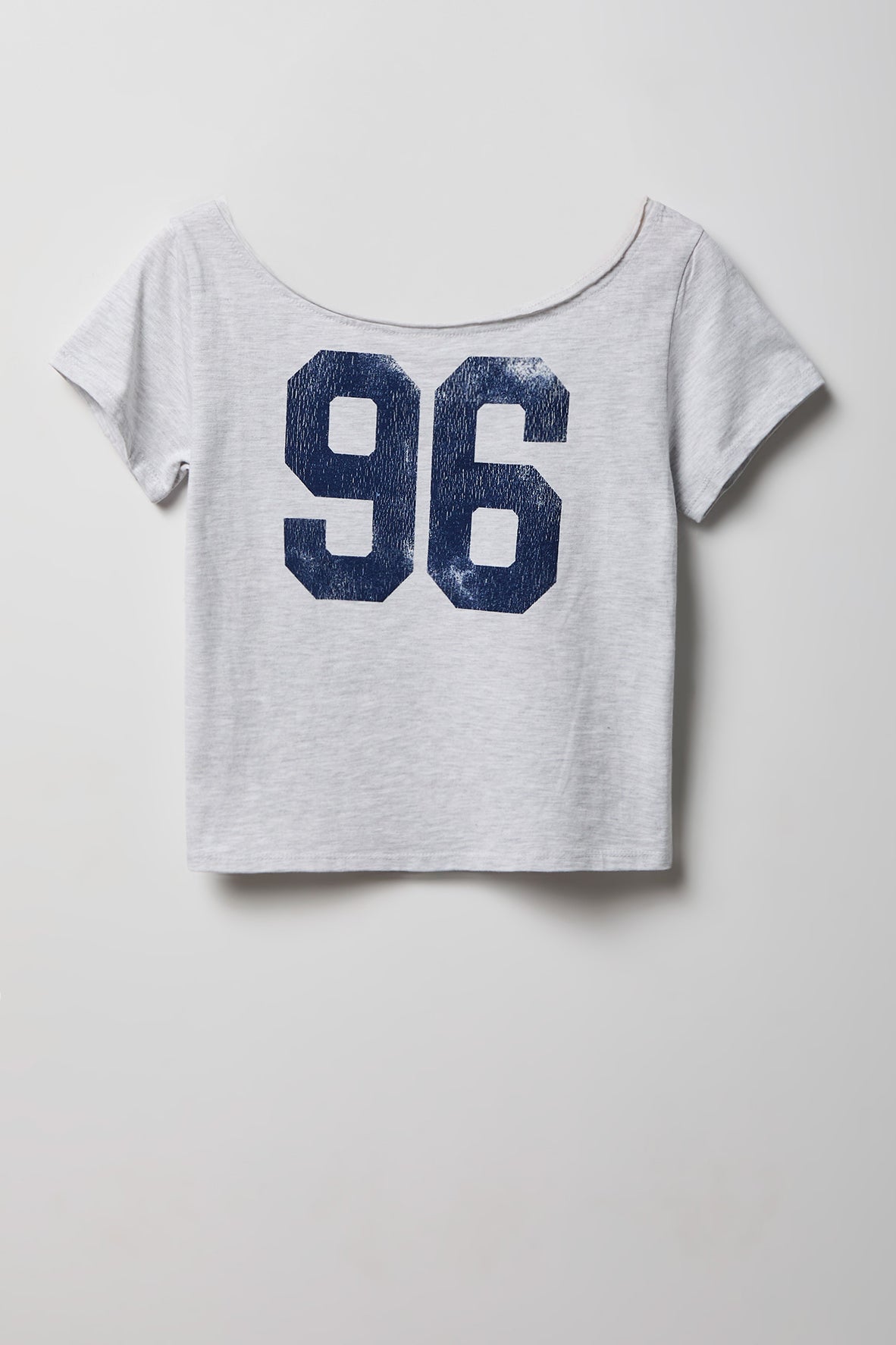 Alt View 4. Off Shoulder Graphic T-Shirt - Heather Grey