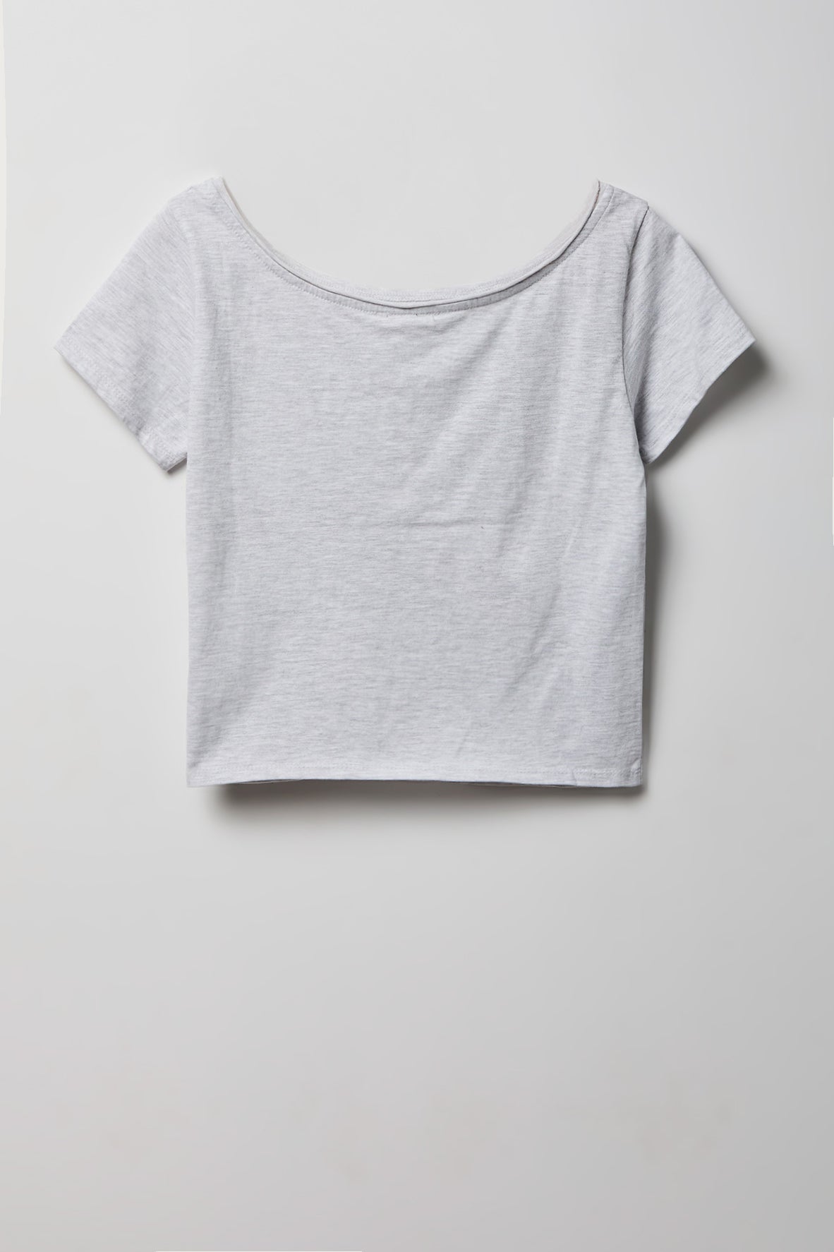 Alt View 5. Off Shoulder Graphic T-Shirt - Heather Grey