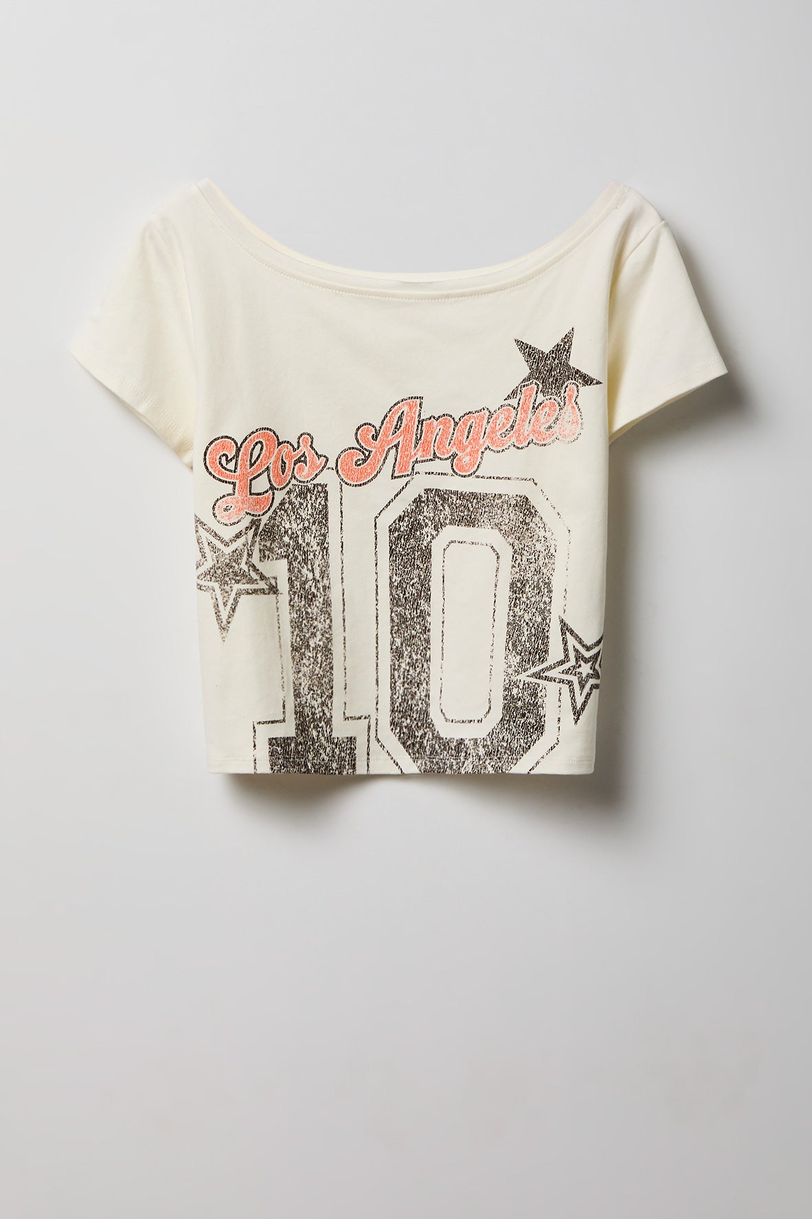 Alt View 4. Off Shoulder Graphic T-Shirt - Ivory
