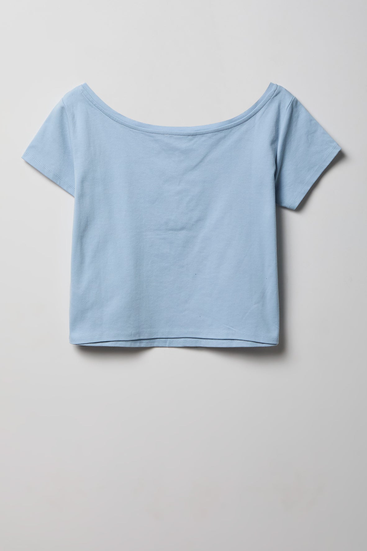 Alt View 5. Off Shoulder Graphic T-Shirt - Light Blue
