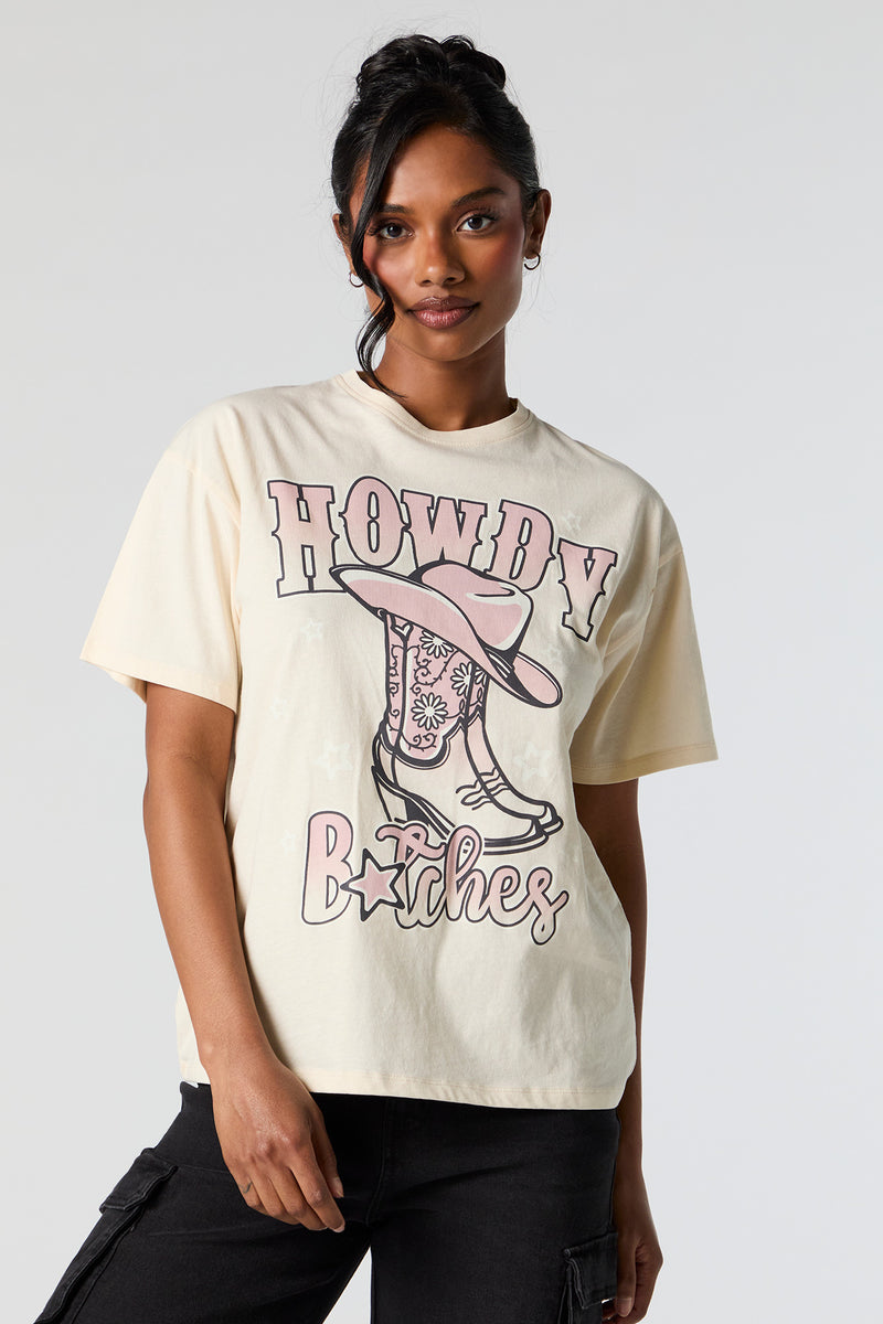 Howdy Btches Graphic Boyfriend T-Shirt