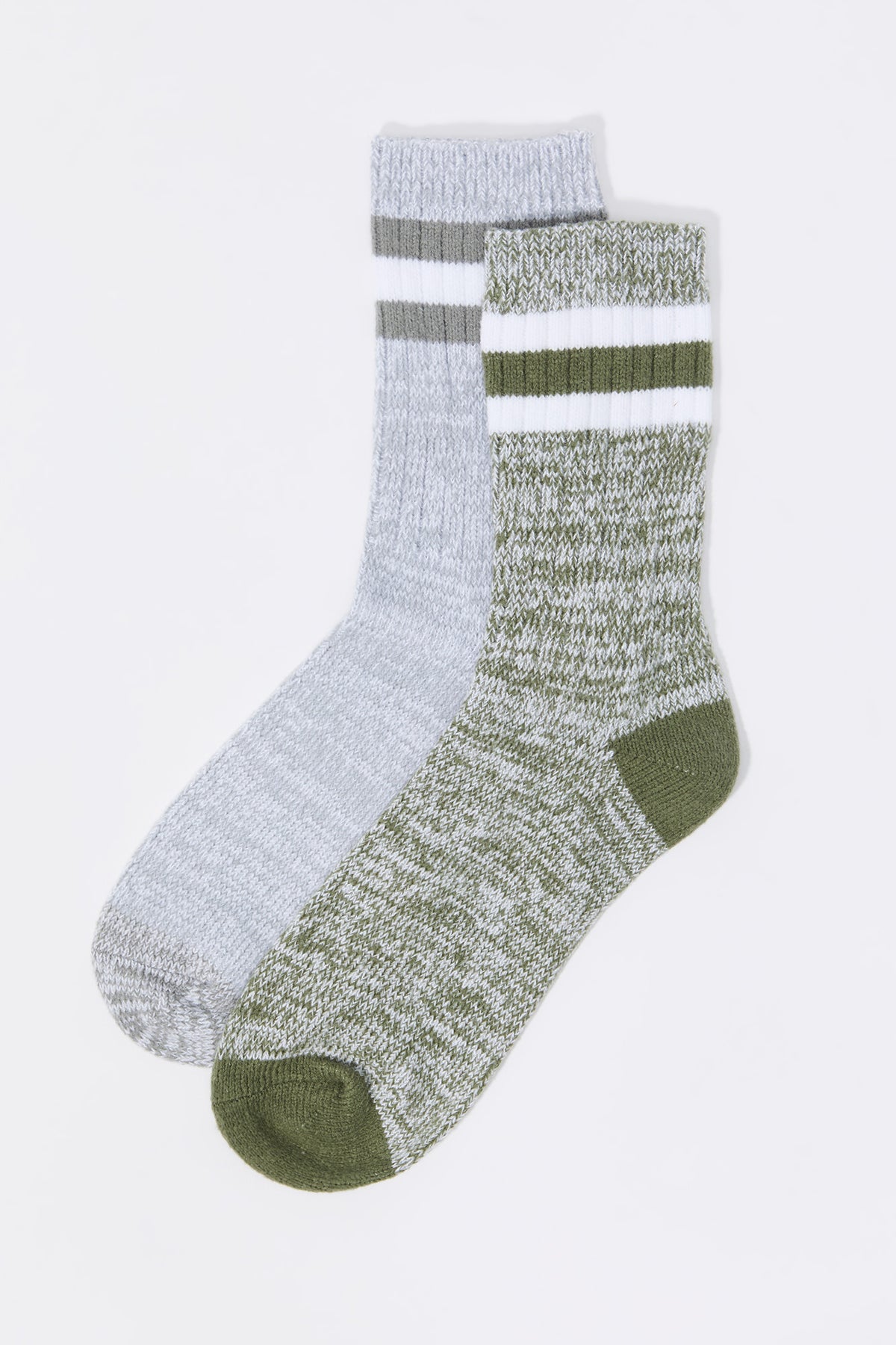 Soft Knit Striped Crew Socks (2 Pack)