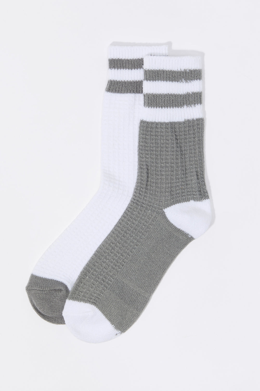 Waffle Knit Striped Crew Socks (2 Pack) Waffle Knit Striped Crew Socks (2 Pack) 3