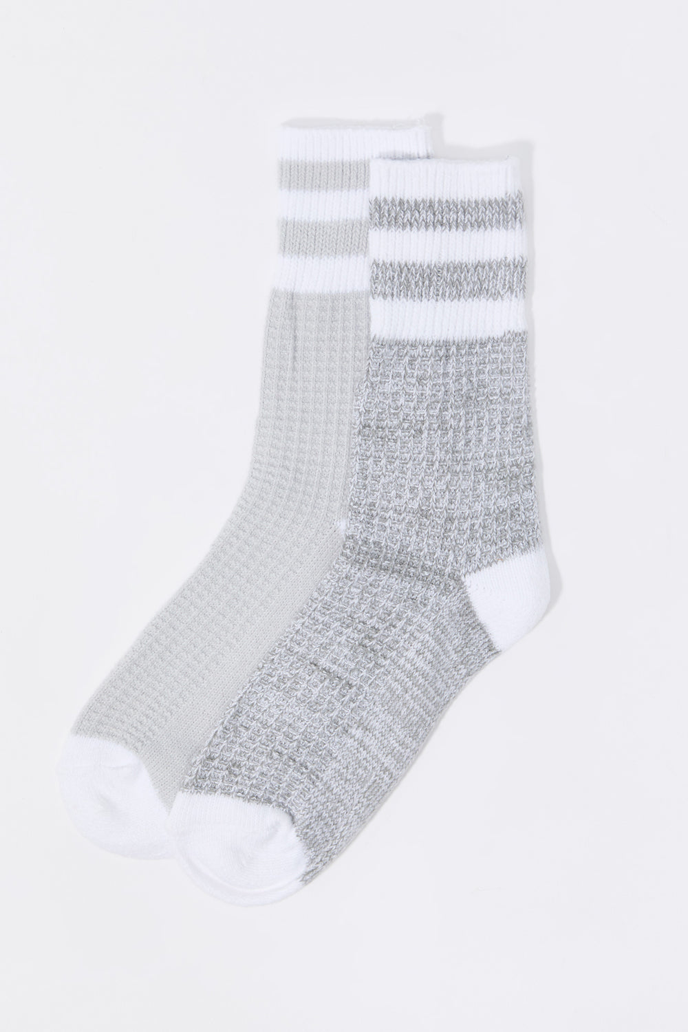 Waffle Knit Striped Crew Socks (2 Pack) Waffle Knit Striped Crew Socks (2 Pack) 4