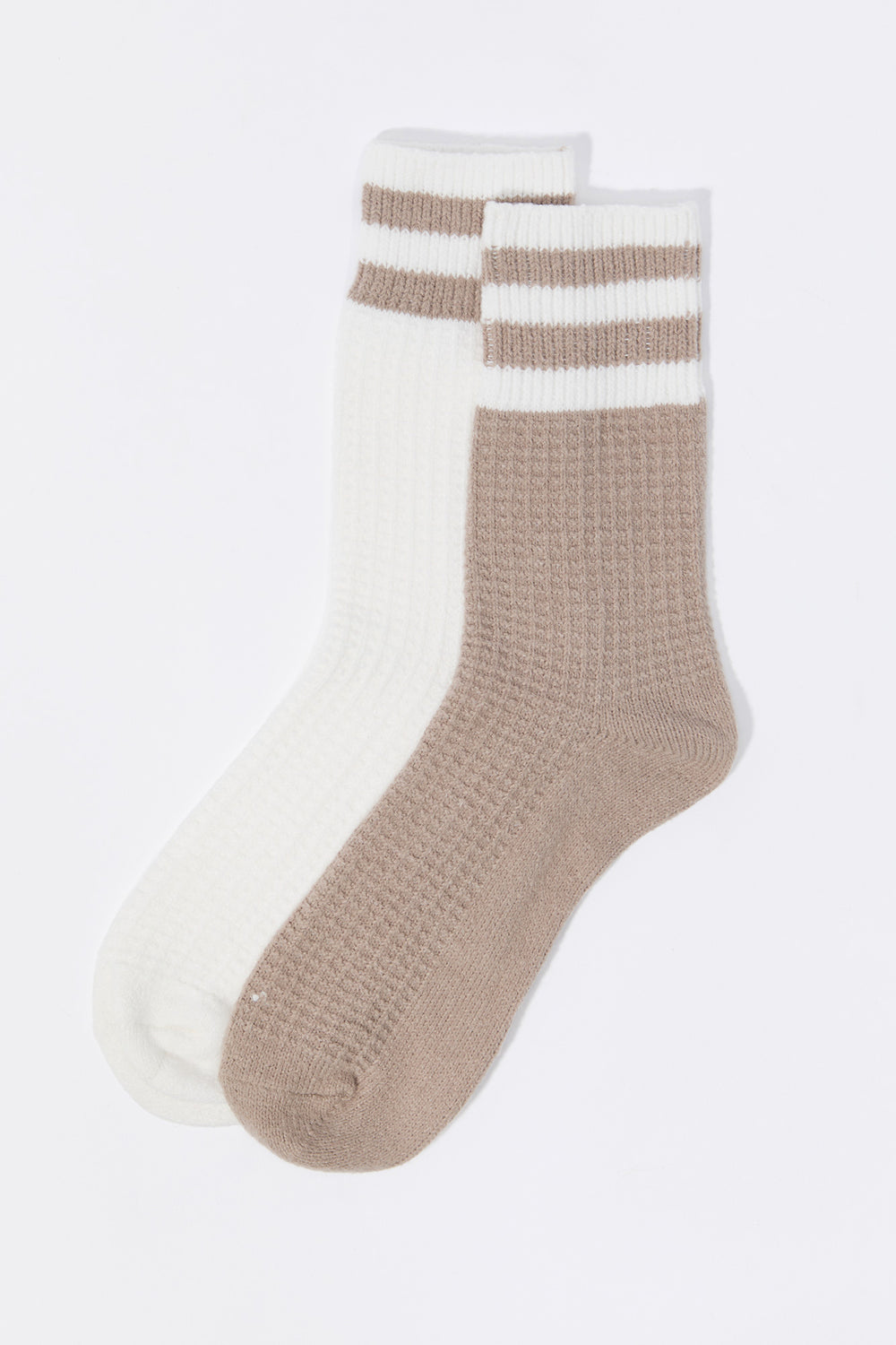 Waffle Knit Striped Crew Socks (2 Pack) Waffle Knit Striped Crew Socks (2 Pack) 6