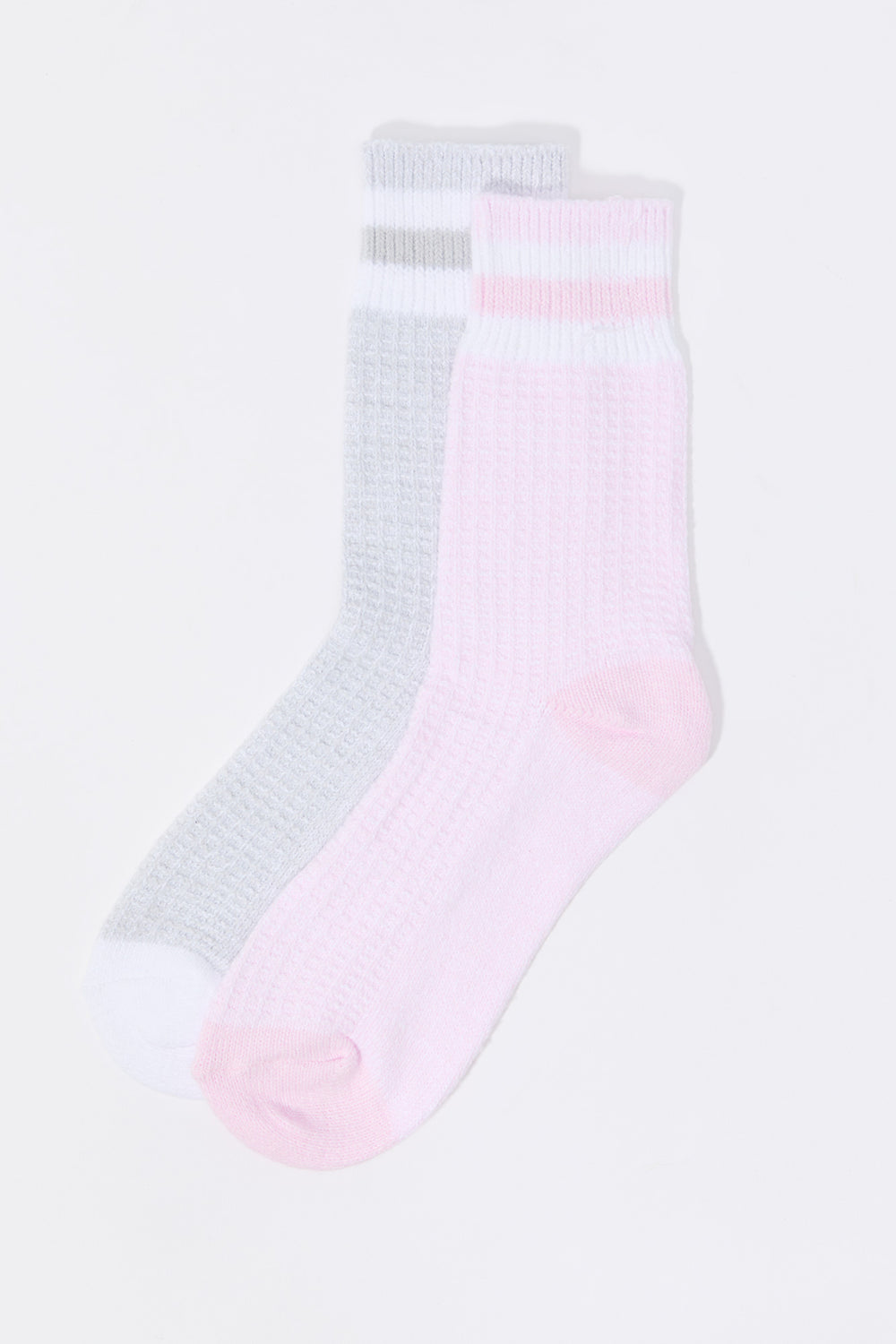 Waffle Knit Striped Crew Socks (2 Pack) Waffle Knit Striped Crew Socks (2 Pack) 8