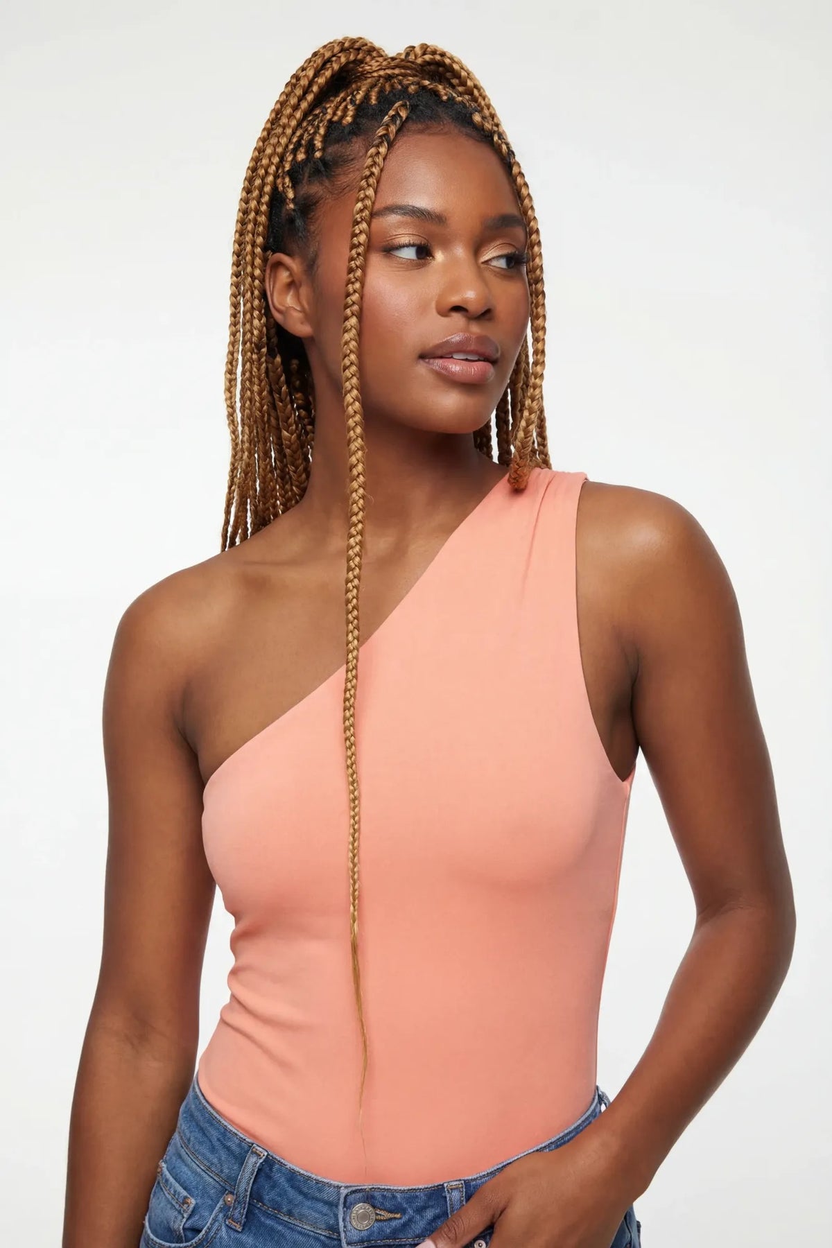 Soft Contour One Shoulder Bodysuit - Coral