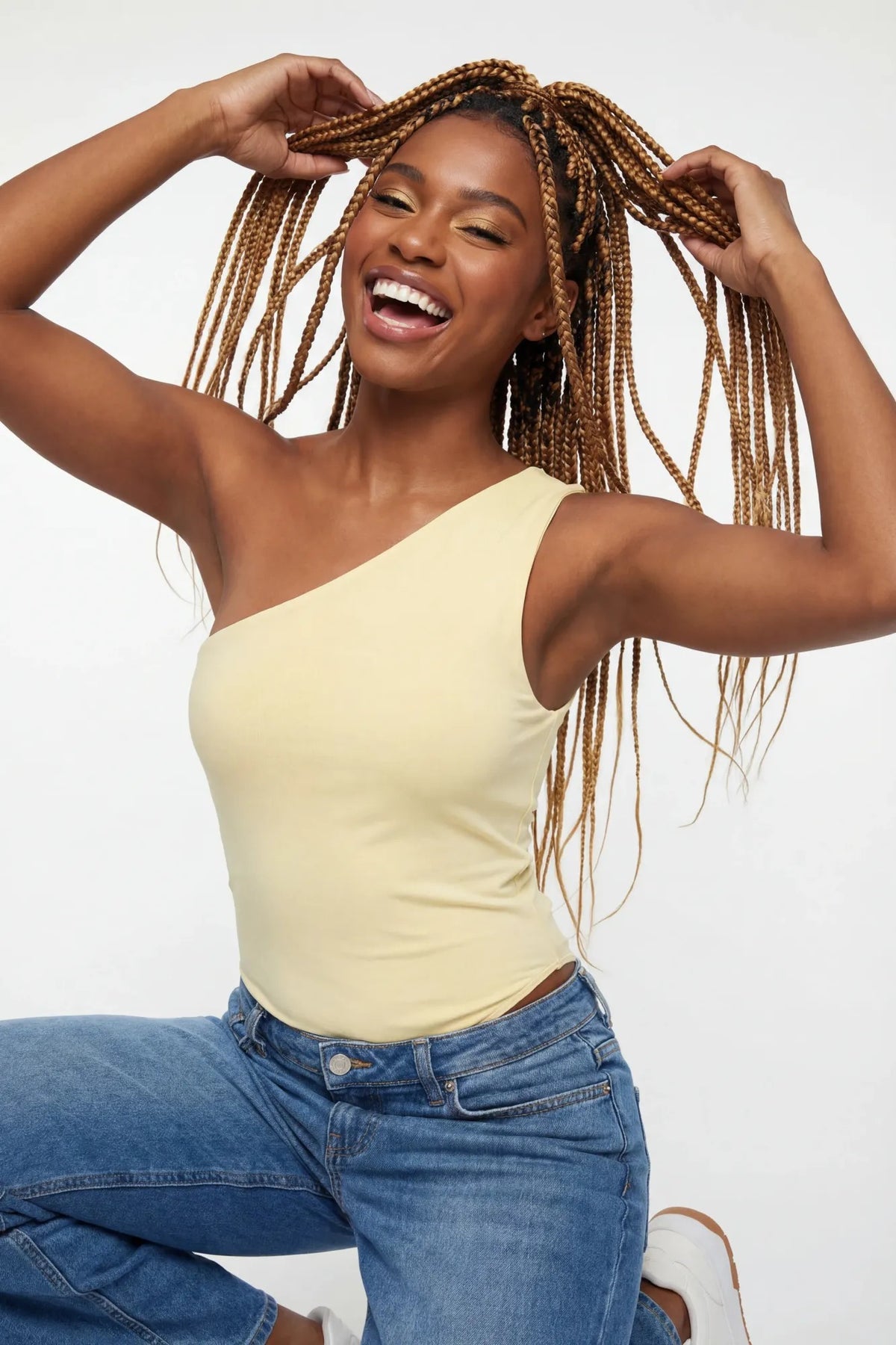 Soft Contour One Shoulder Bodysuit - Yellow