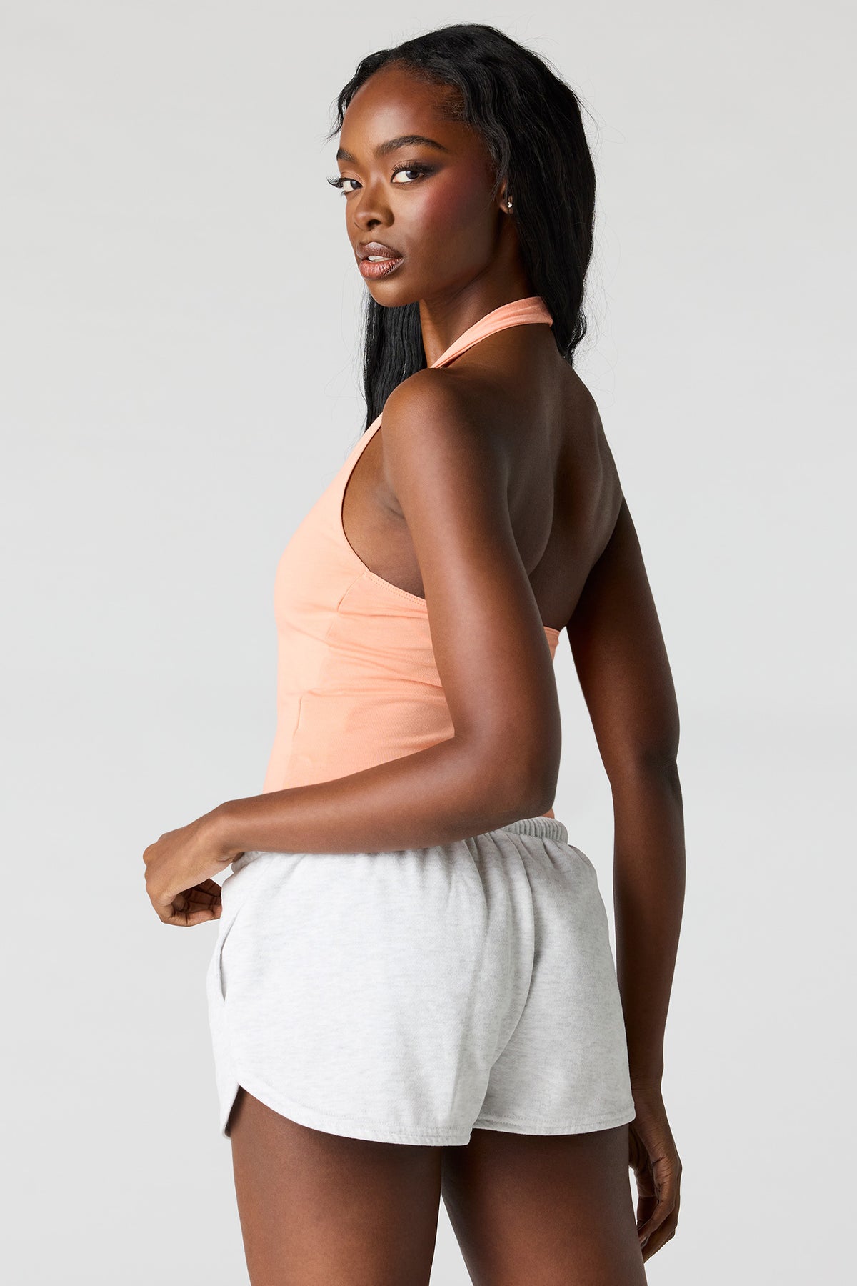 Alt View 2. V-Neck Halter Bodysuit - Coral