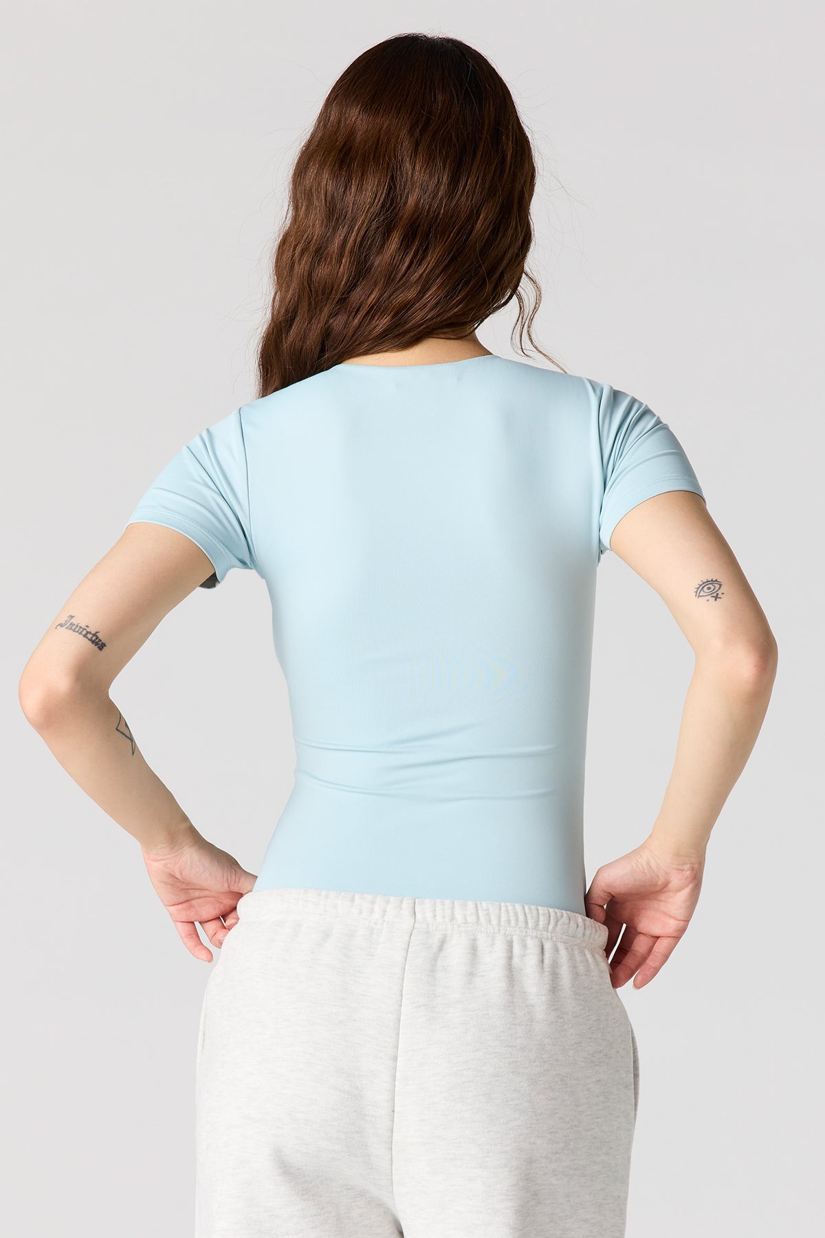 Alt View 2. Contour Crewneck Short Sleeve Bodysuit - Blue