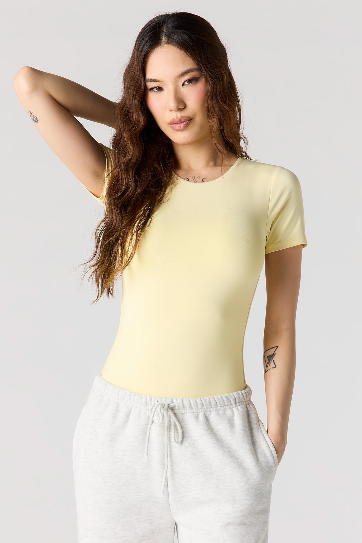 Contour Crewneck Short Sleeve Bodysuit - Yellow