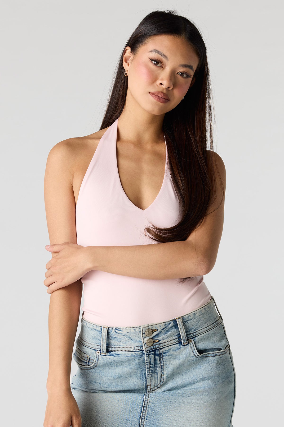 Contour Halter Bodysuit - Light Pink