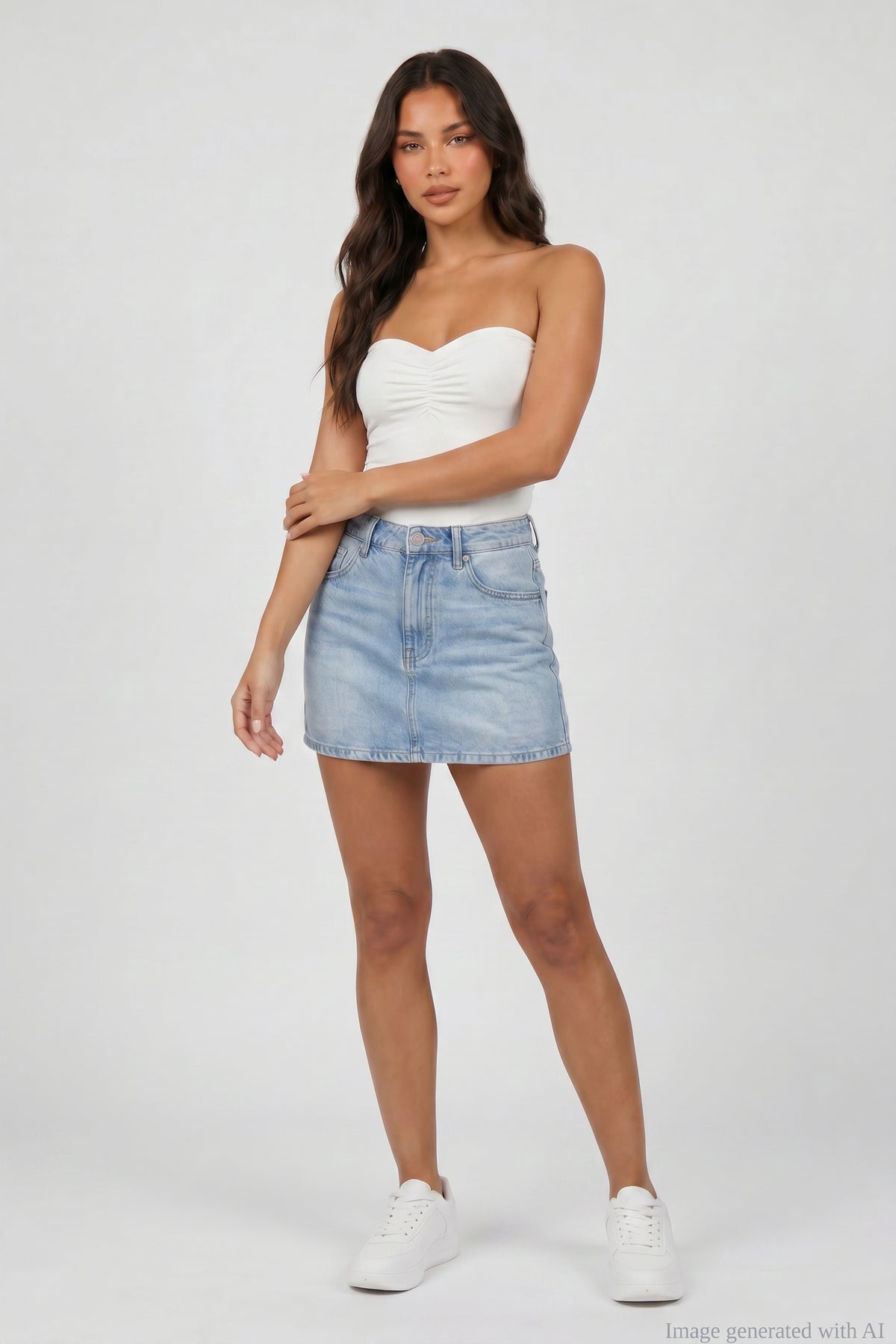 Alt View 2. Contour Tube Bodysuit - White Front Full Body - White
